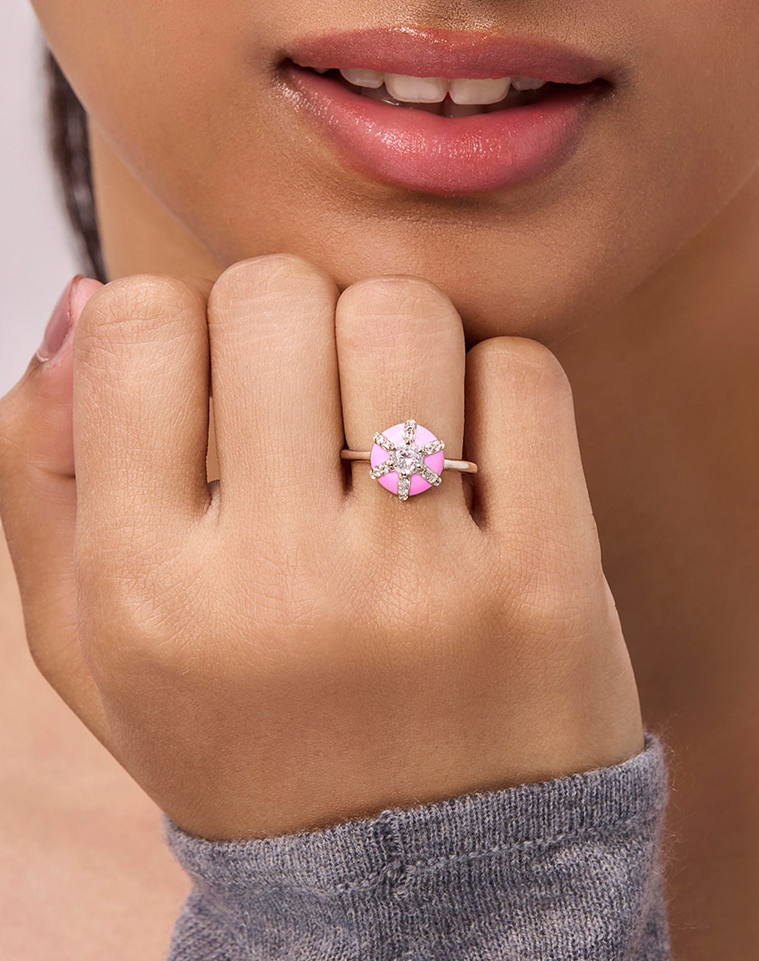 Silver Cosmic Candy Enamel Ring