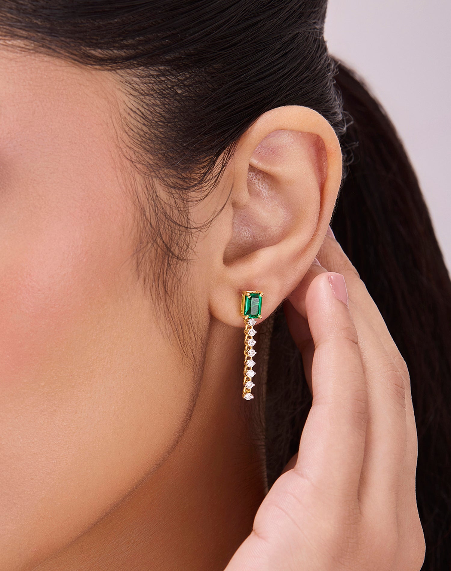 Gold Green Vines Lab Grown Diamond Earrings