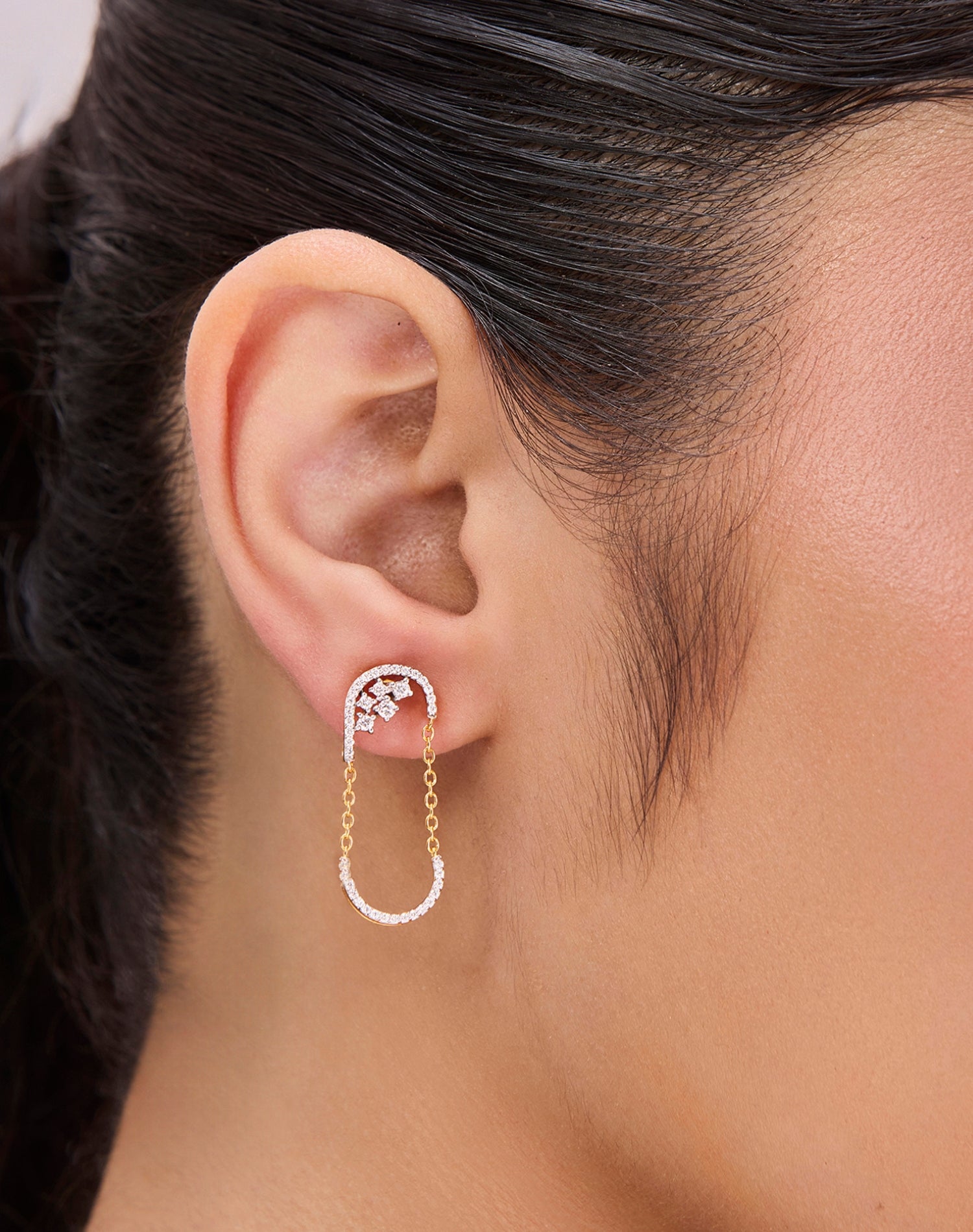 Gold Flow Link Lab Grown Diamond Earrings