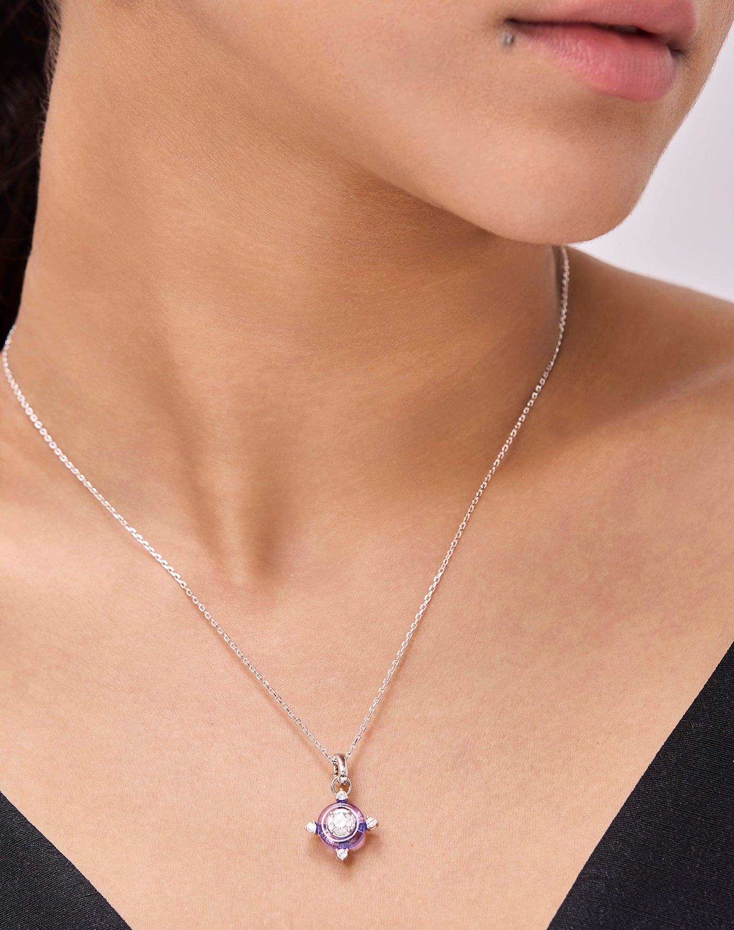 Silver Violet Lumina Pendant Chain