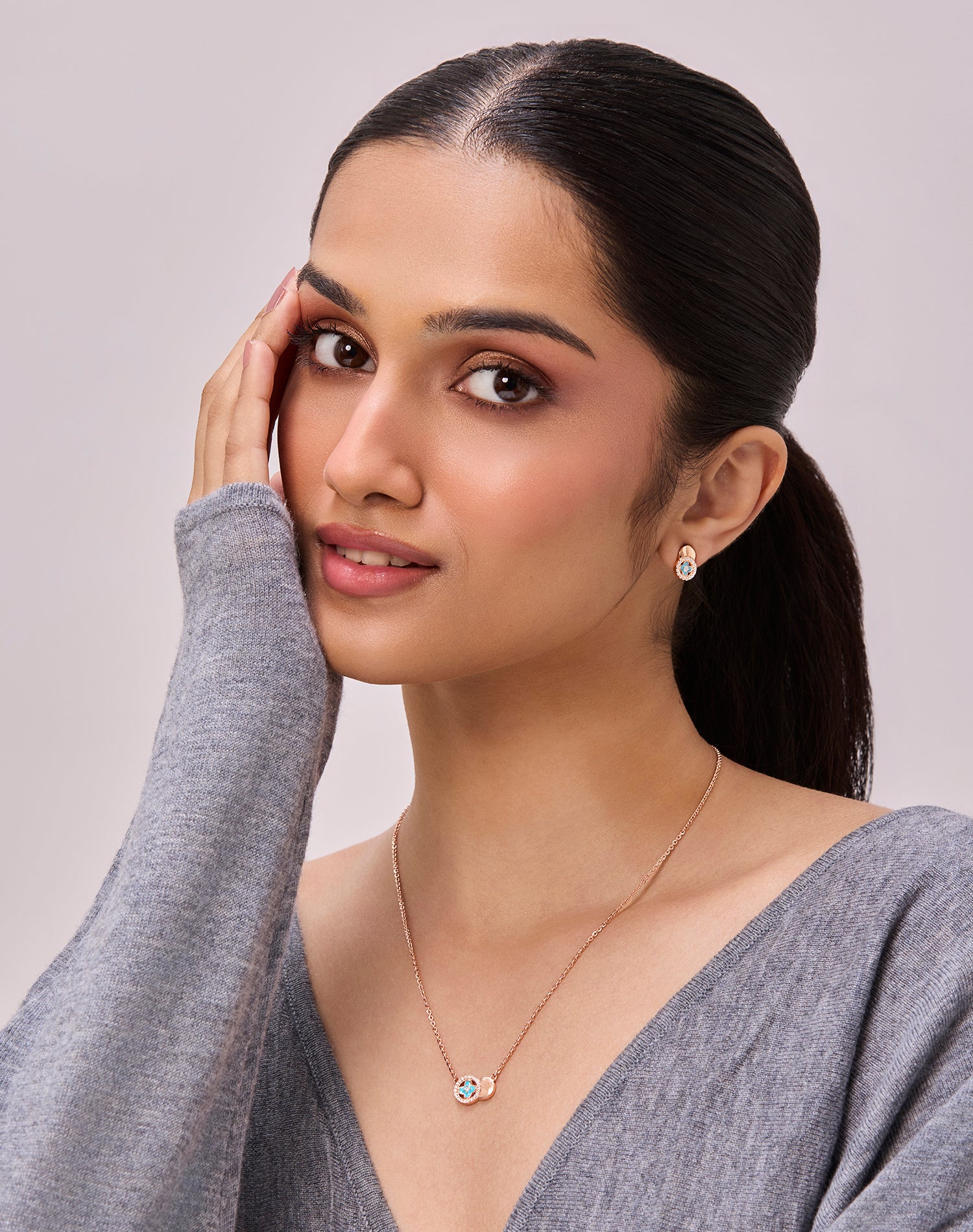 Rose Clover Crush Enamel Pendant Set