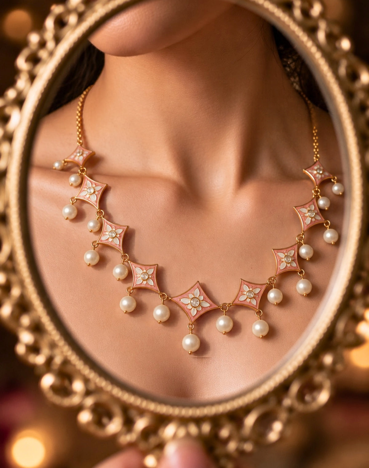 Pearl Posy Statement Necklace Set