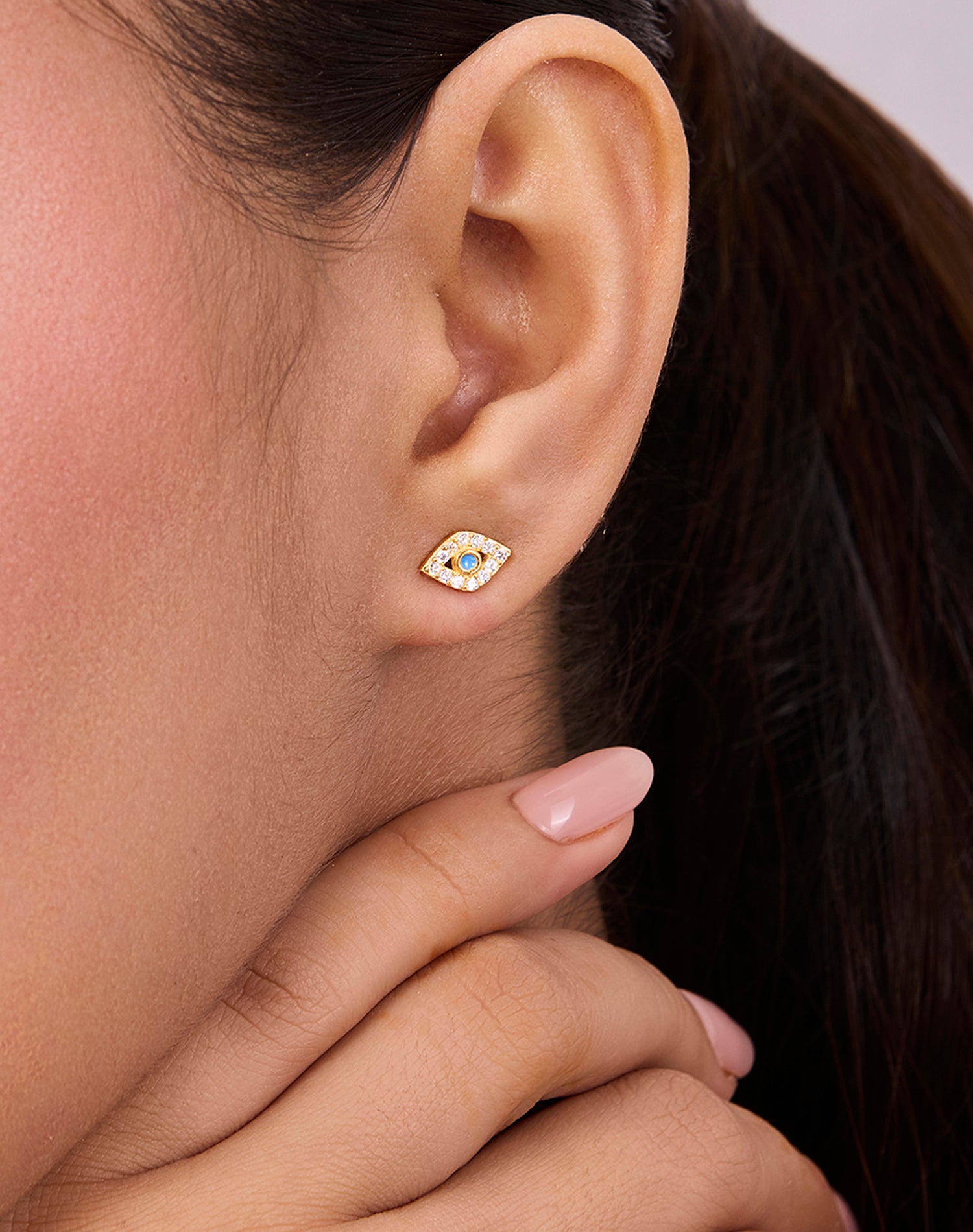 Gold Evil Eye Stud Earrings