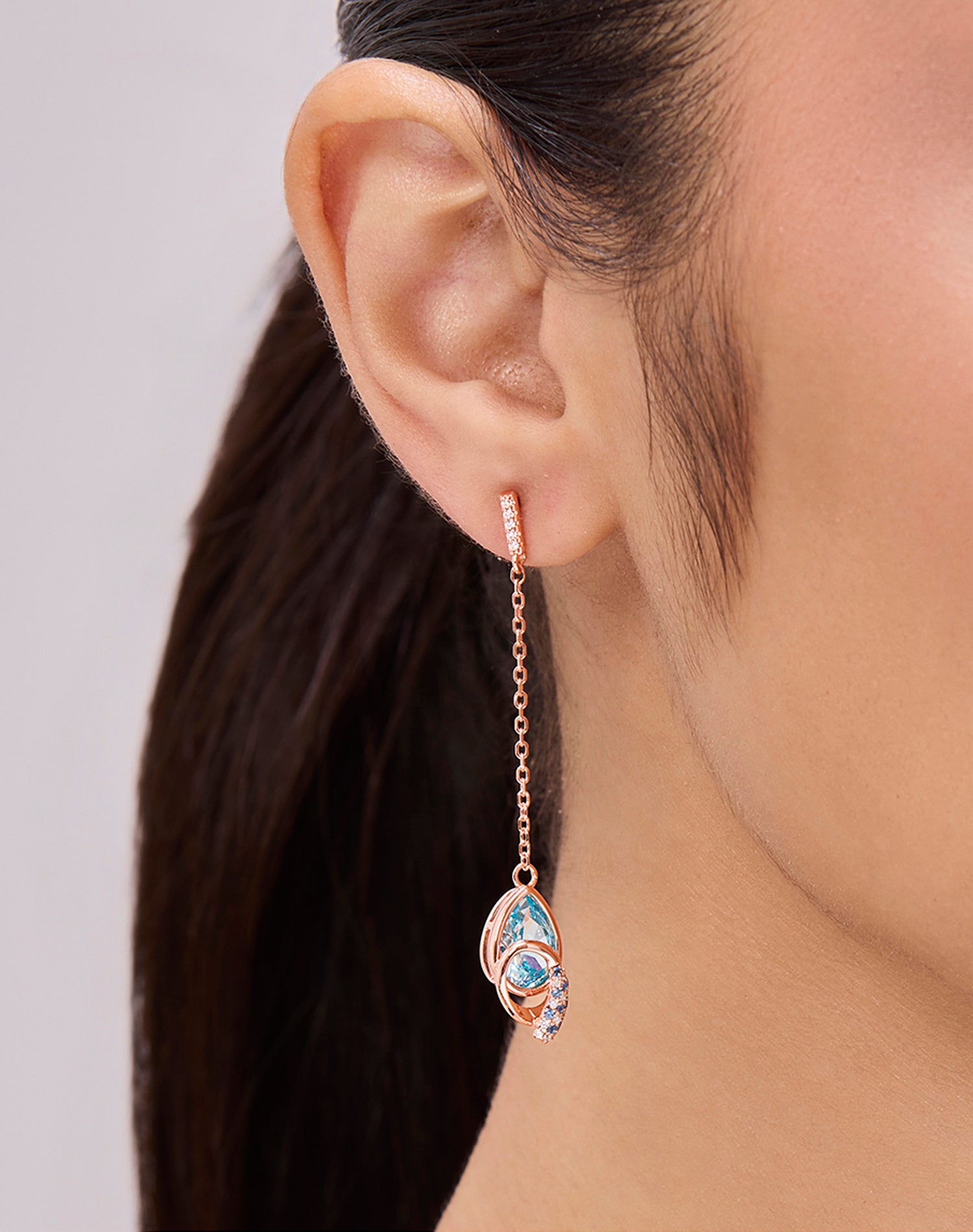 Rose Aqua Veil Earrings