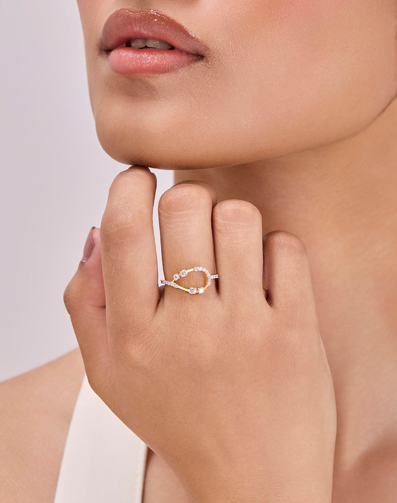 Gold Veil Loop Lab Grown Diamond Ring