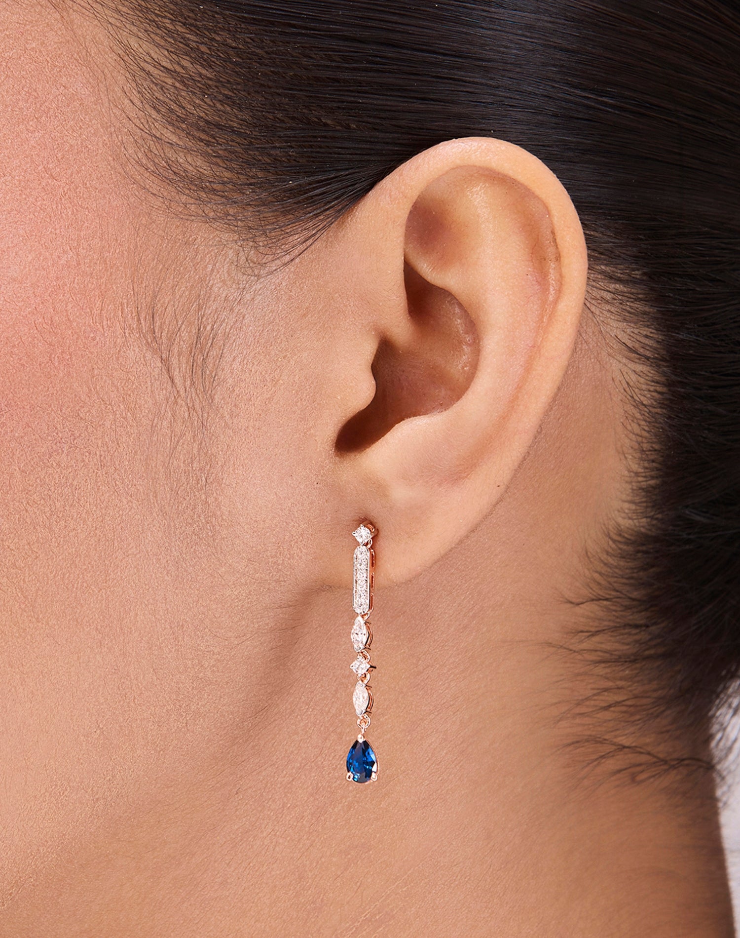 Rose Twilight Blue Lab Grown Diamonds Earrings