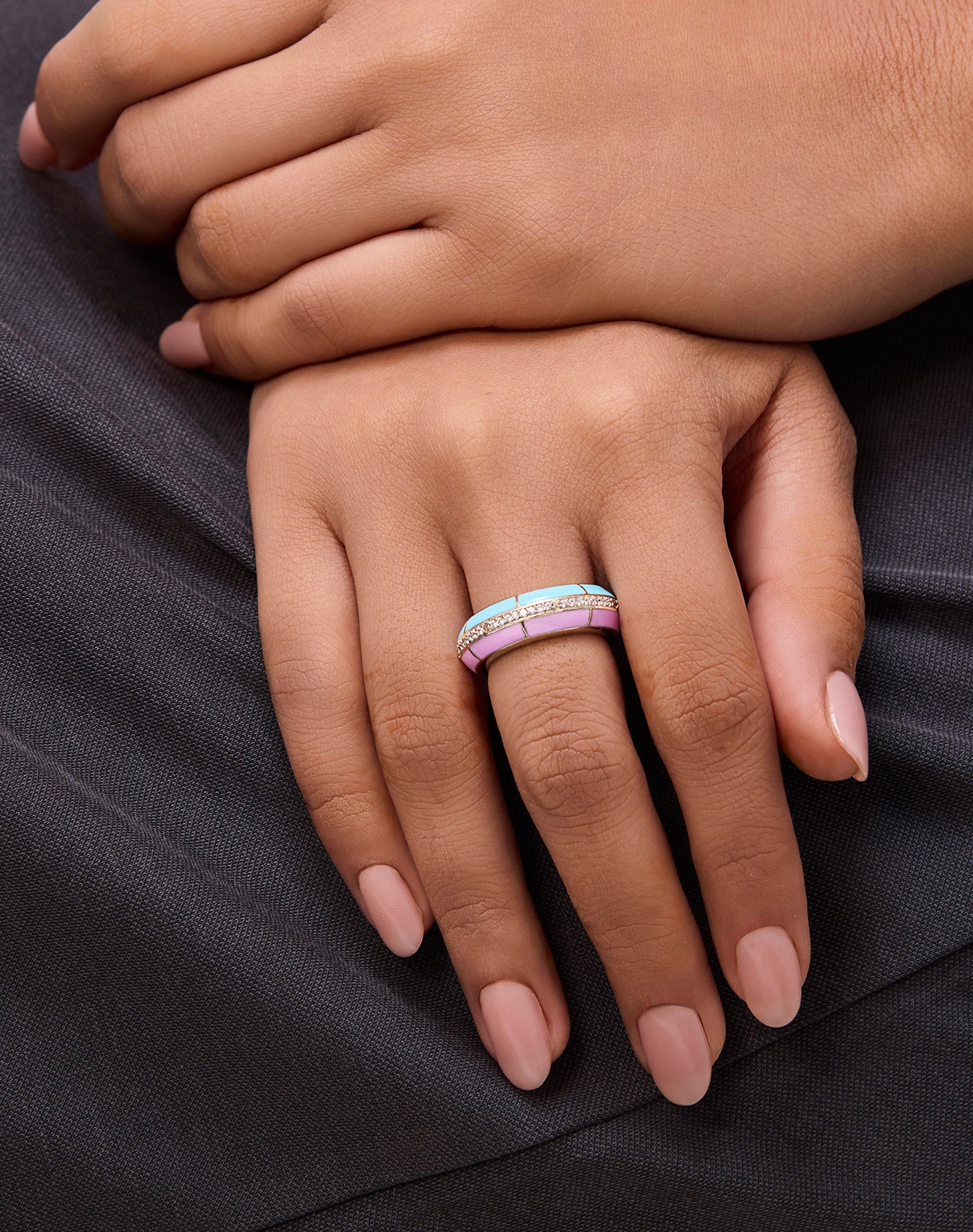 Silver Bubblegum Enamel Ring