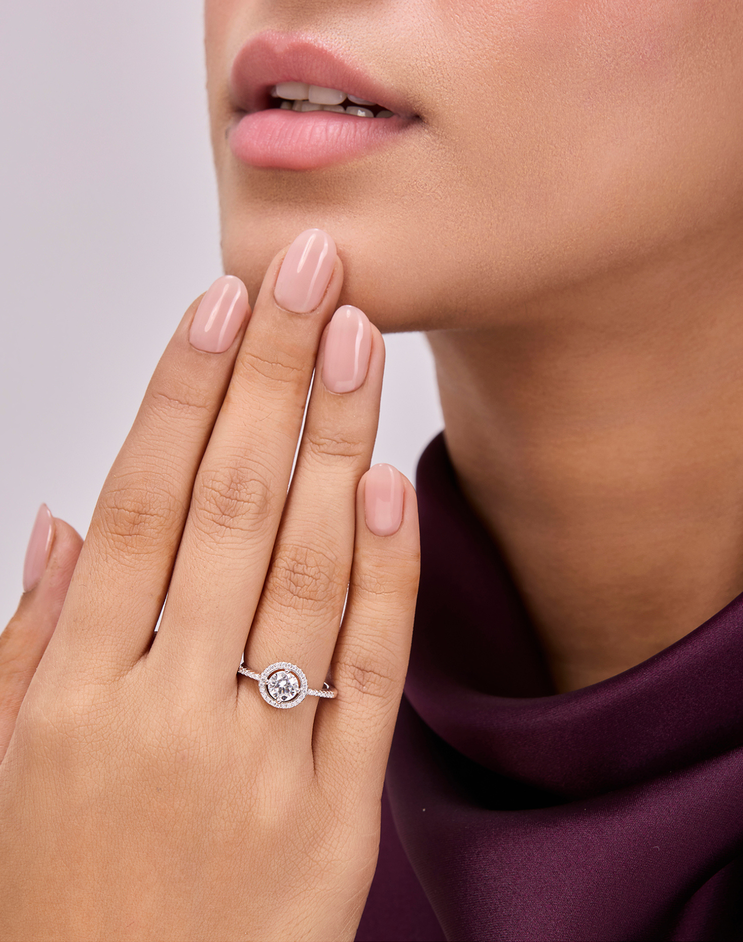Silver Pure Halo Solitaire Ring