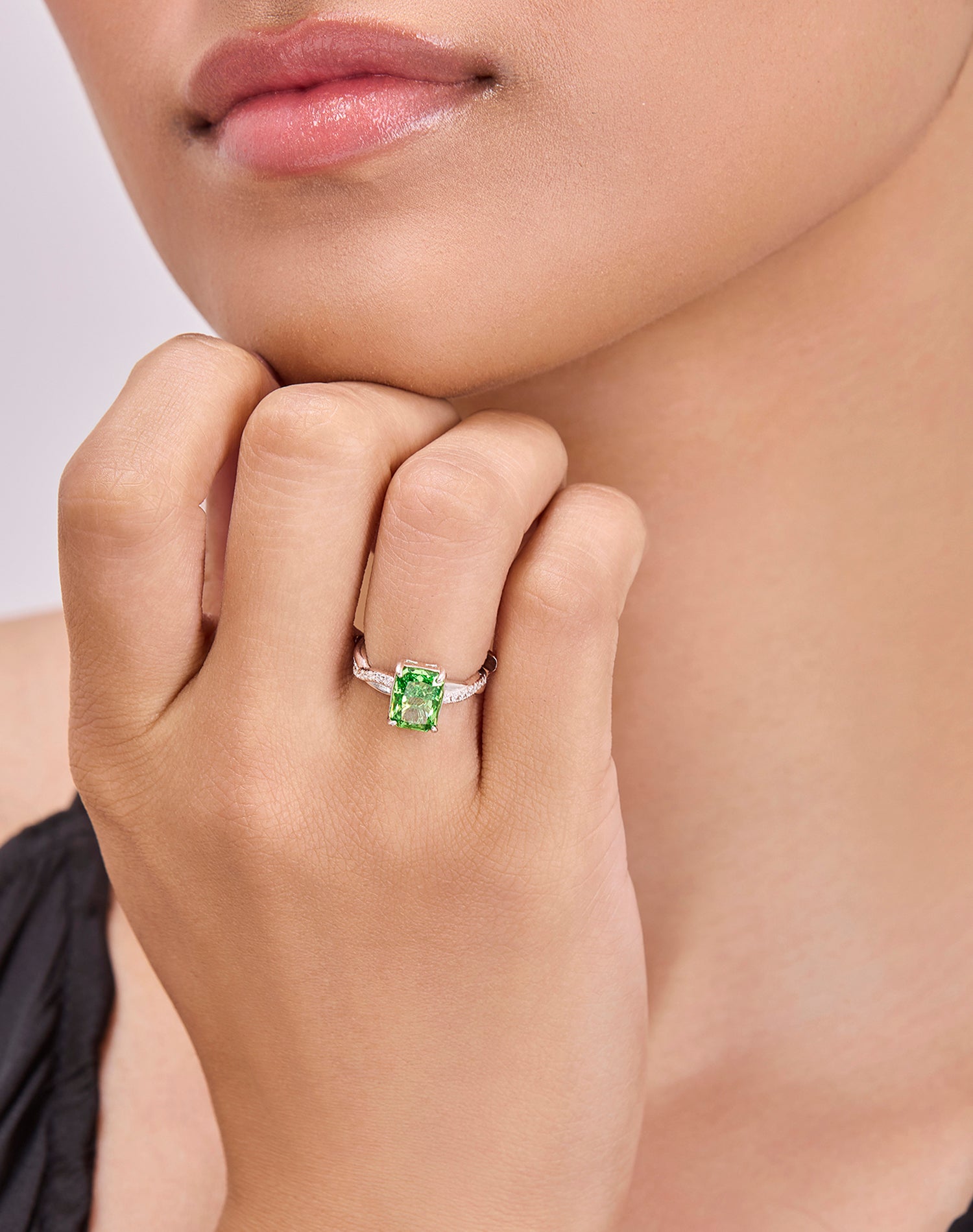 Silver Forest Lustre Solitaire Ring