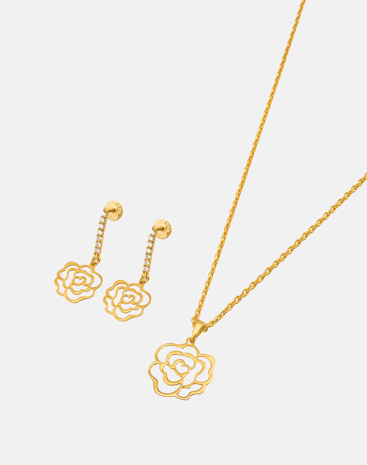 Gold Happy Rose Pendant Set