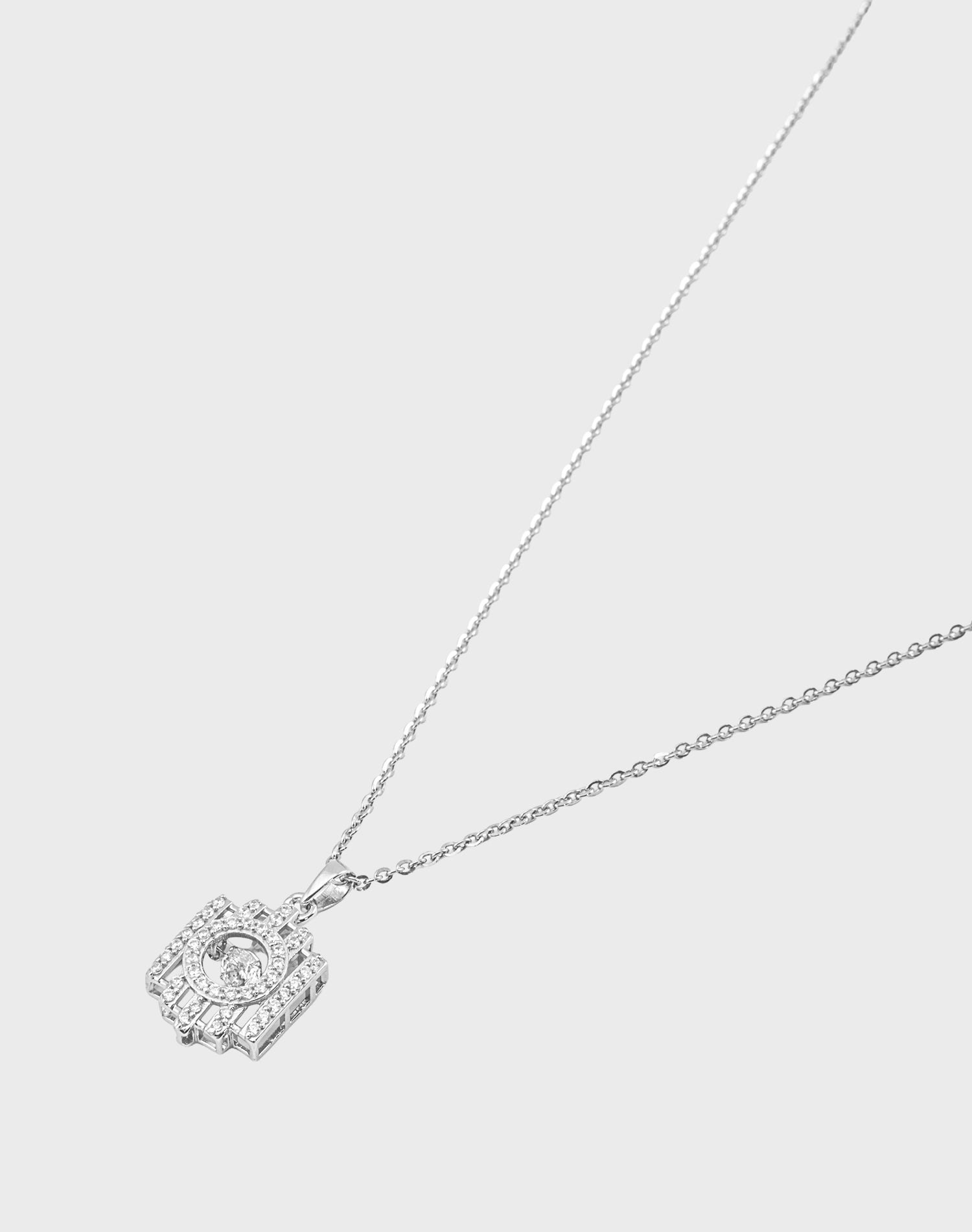 Silver Anchor Dancing Diamond Pendant Chain