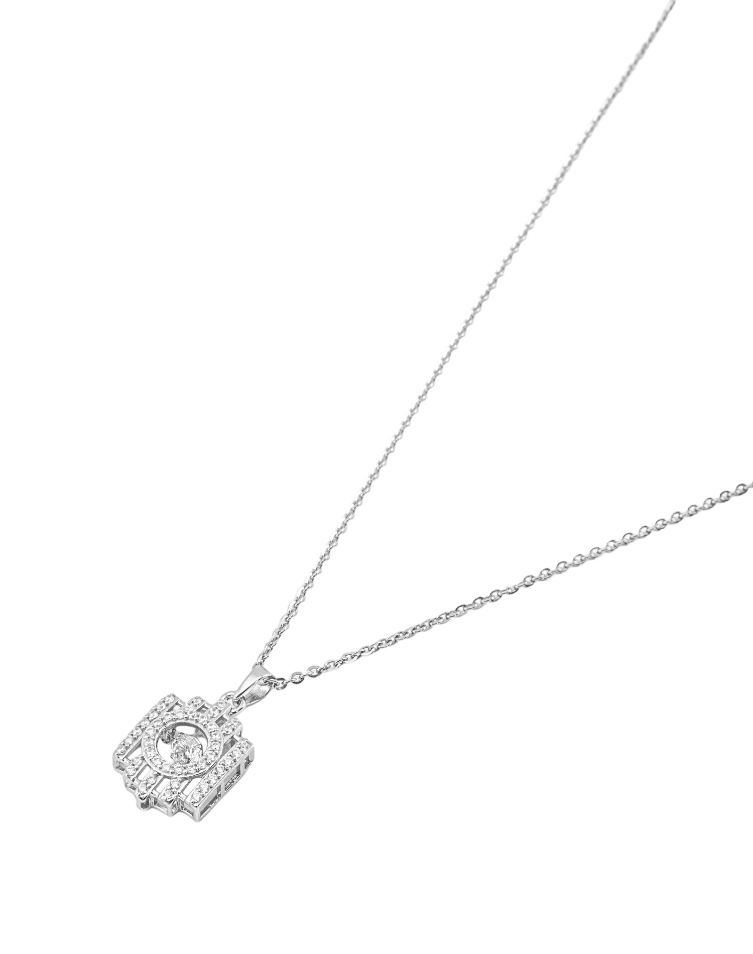 Silver Anchor Dancing Diamond Pendant Chain