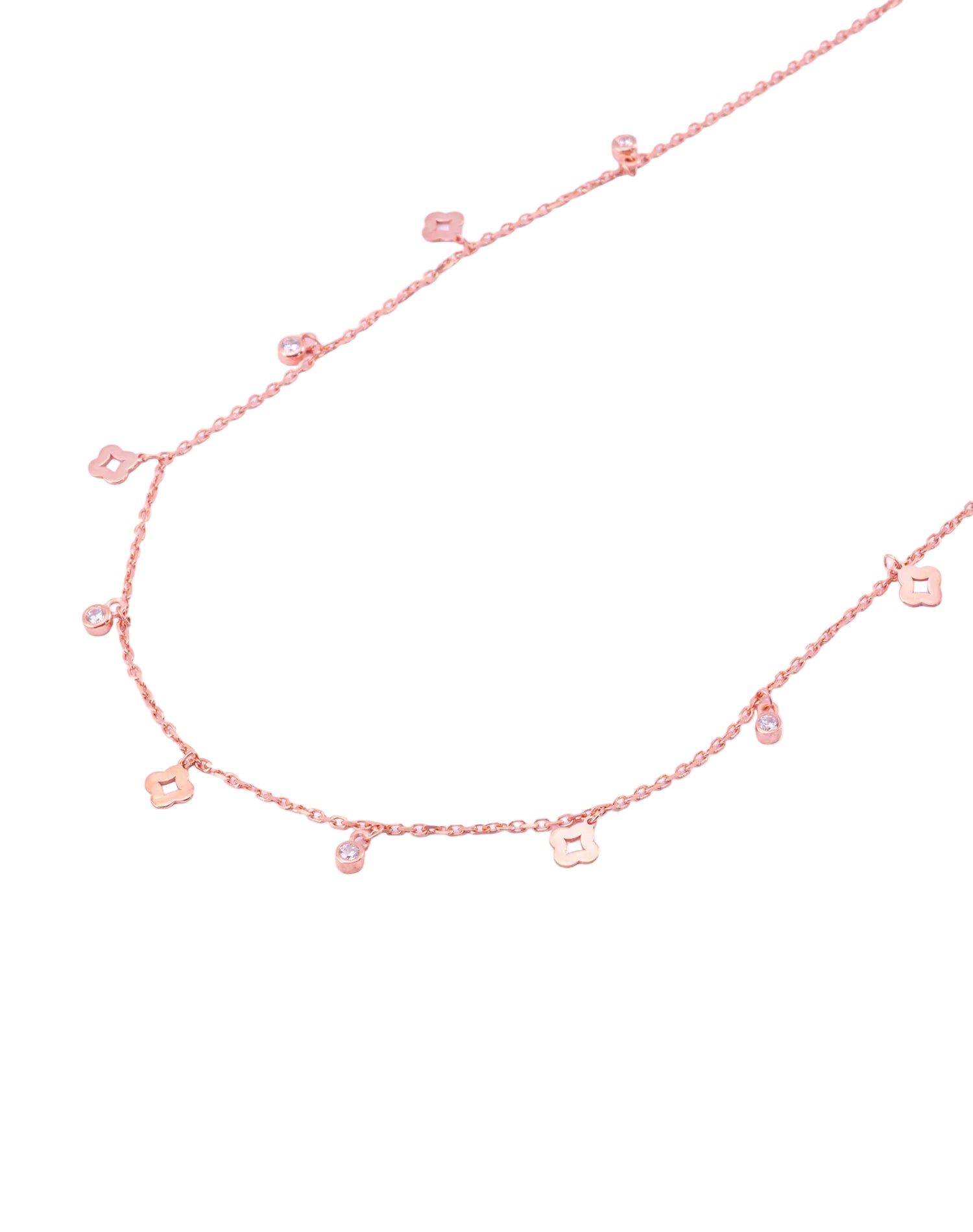 Rose Glow Clover Charm Pendant Chain