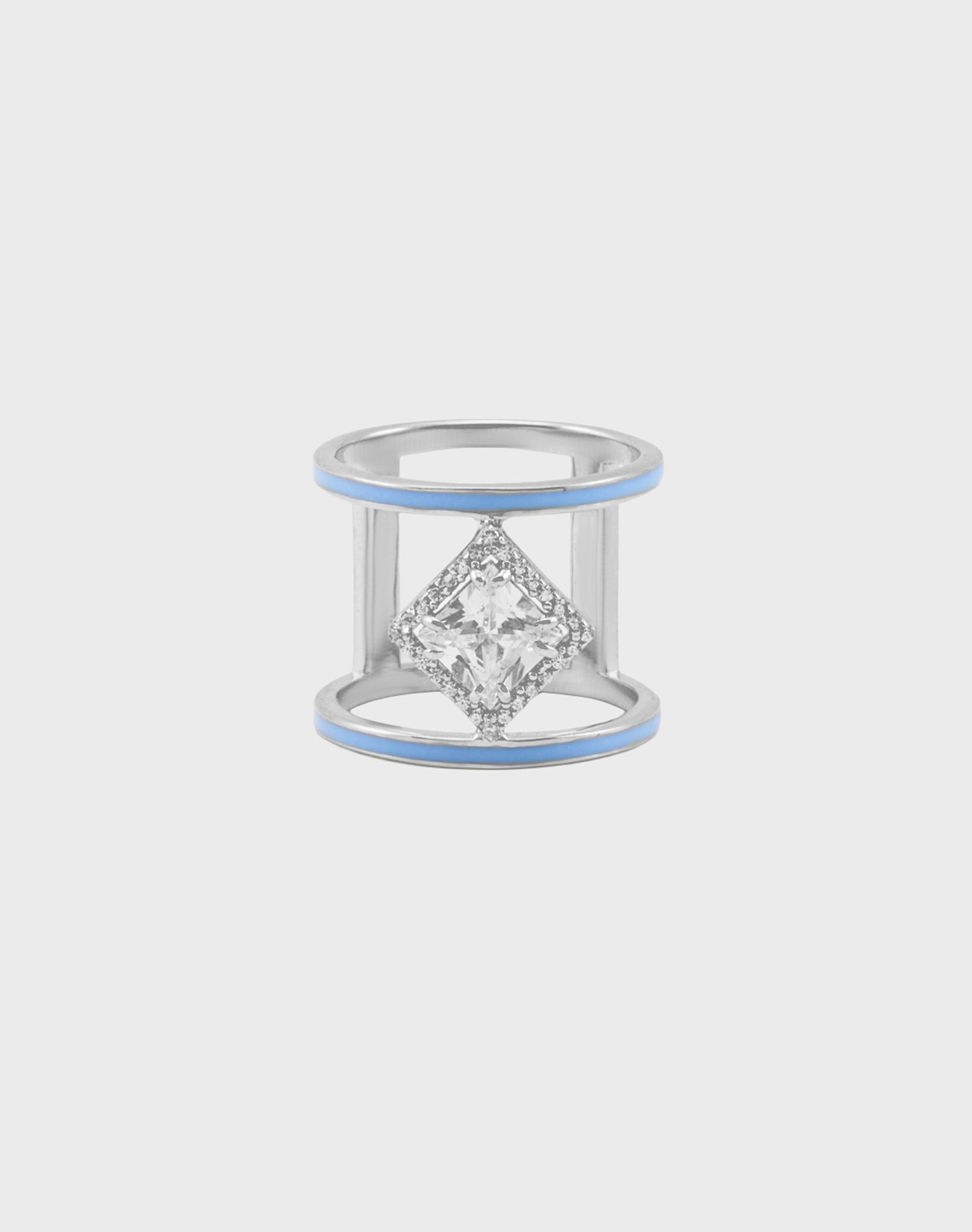Silver Ice Cube Enamel Ring