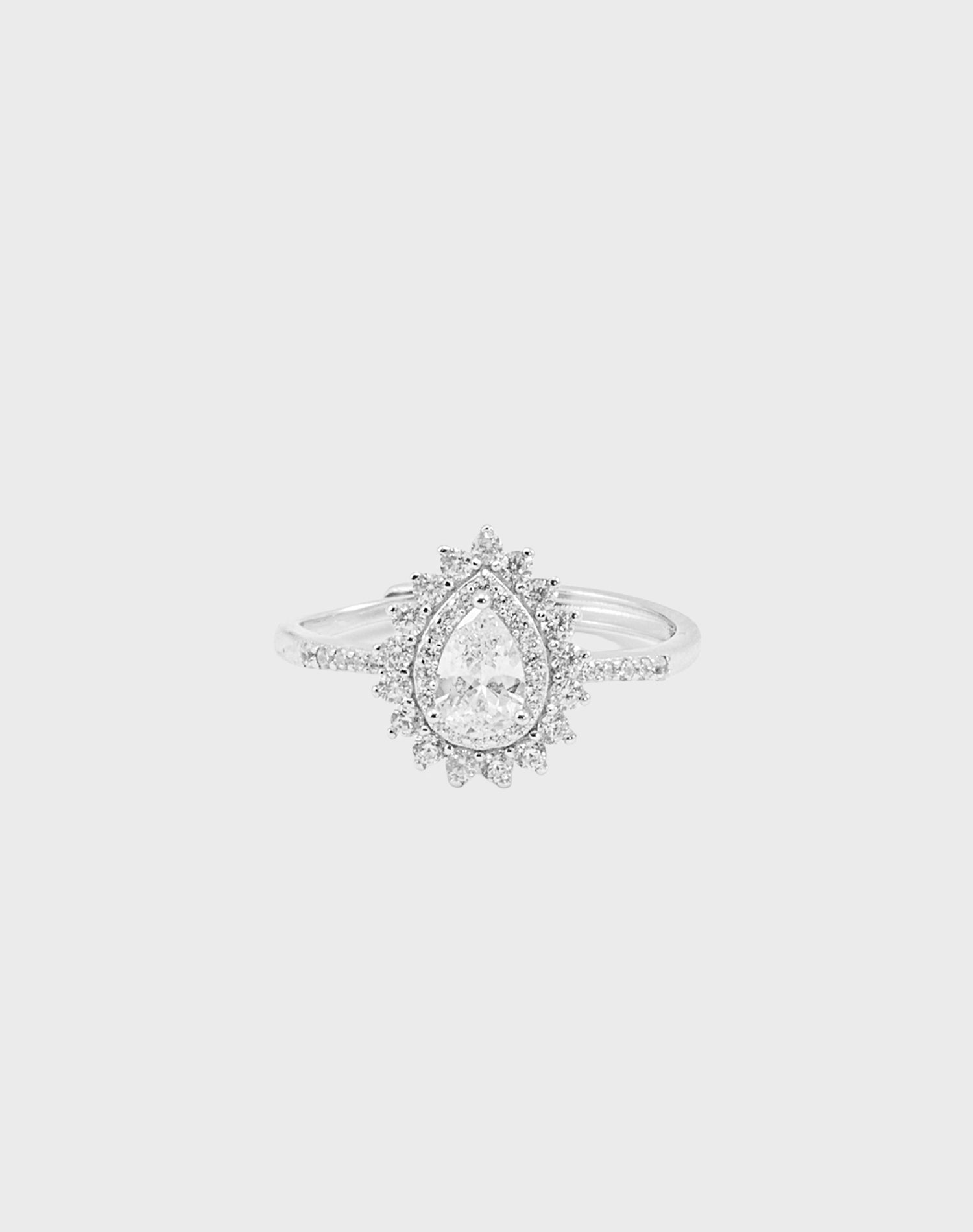 Silver Petalia Crown Solitaire Ring
