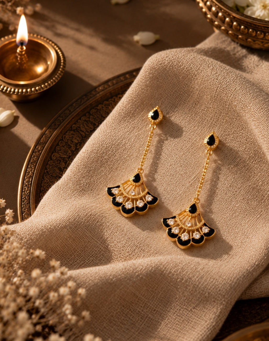 Noir Fan Statement Earrings