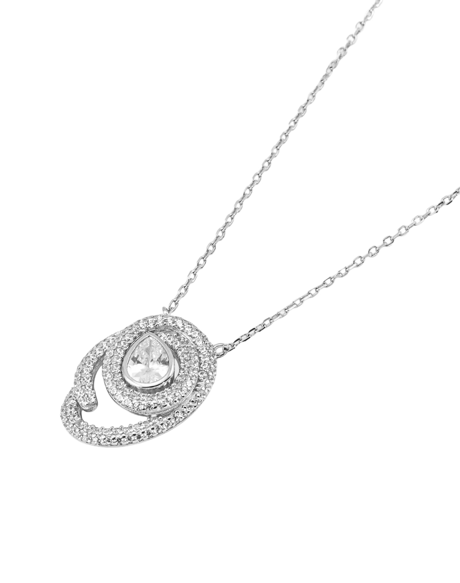 Silver Majestic Pear Pendant Chain