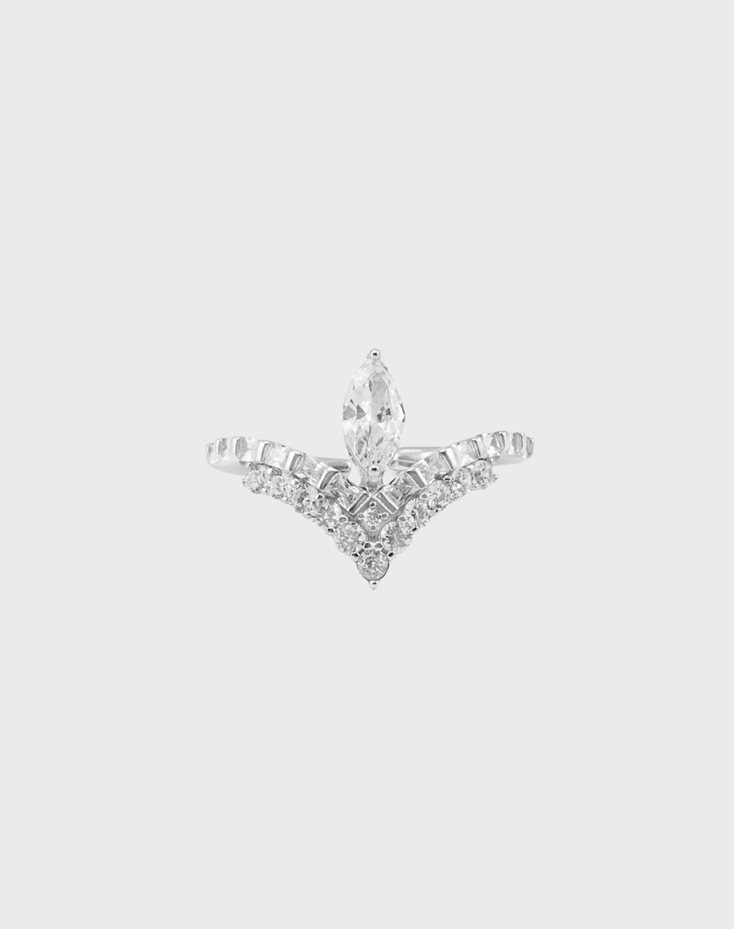 Silver Marquise Chevron Ring