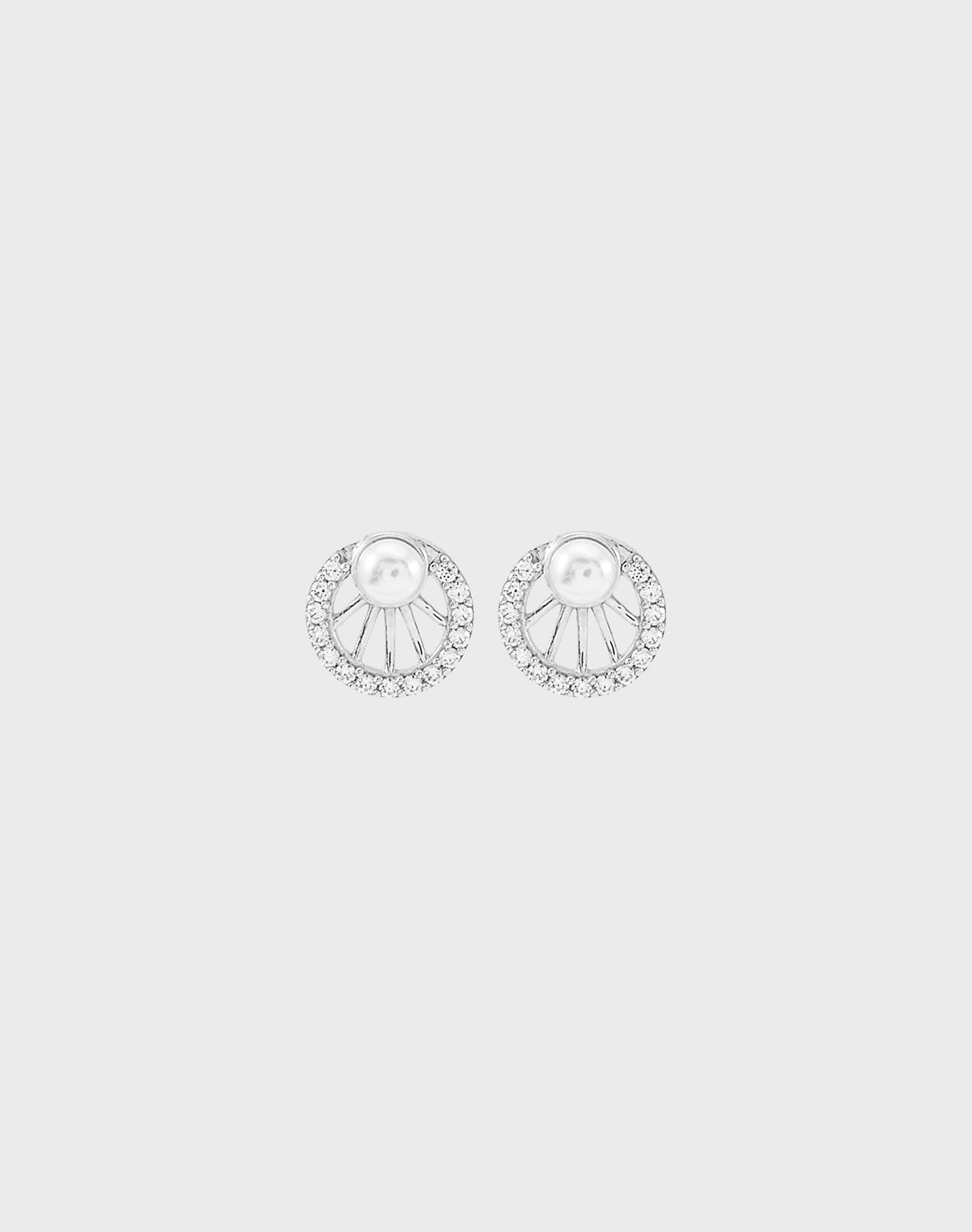 Silver Celeste Halo Pearl Stud Earrings