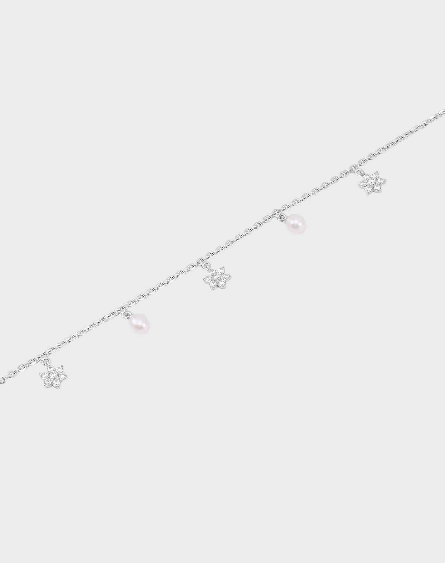 Silver Bloom Pearl Charm Bracelet