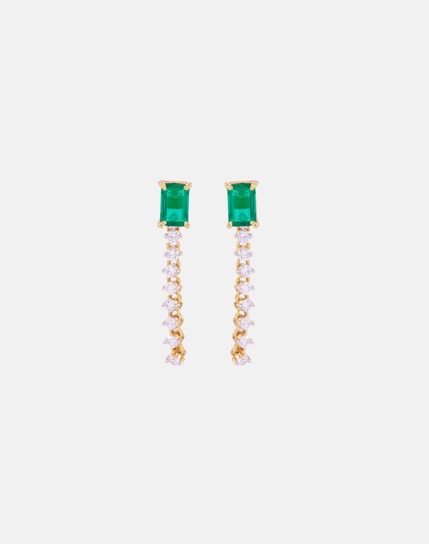 Gold Green Vines Lab Grown Diamond Earrings