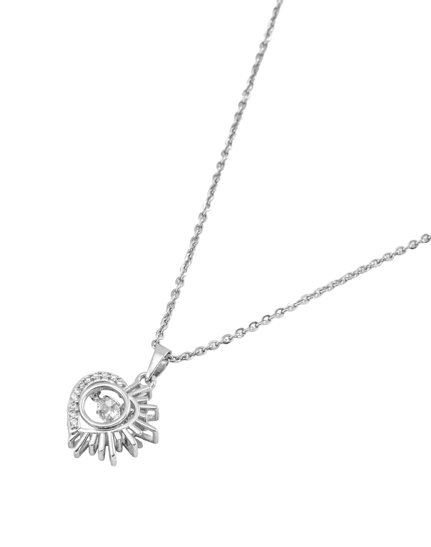 Silver Guardian Heart Dancing Diamond Pendant Chain