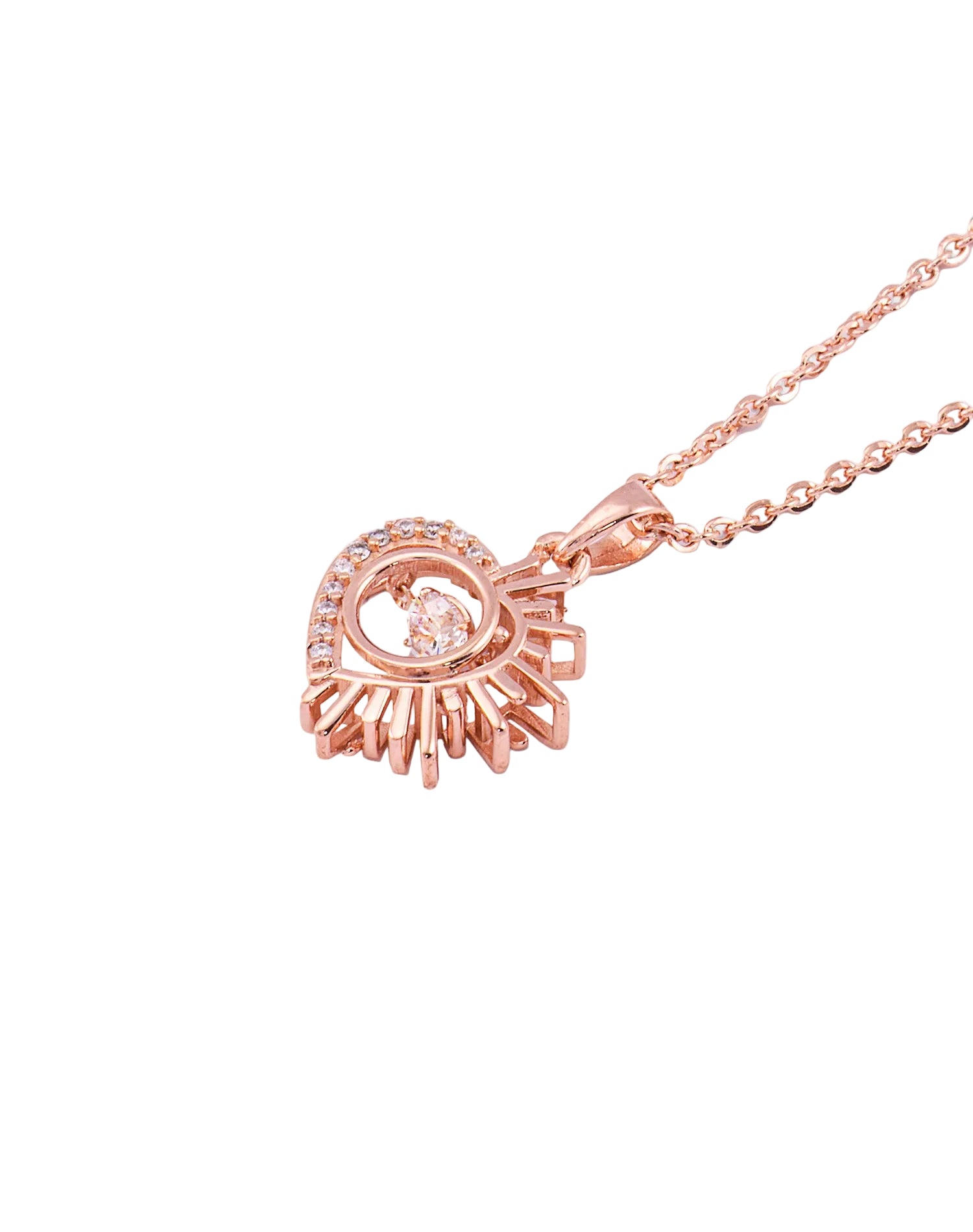 Rose Guardian Heart Dancing Diamond Pendant Chain