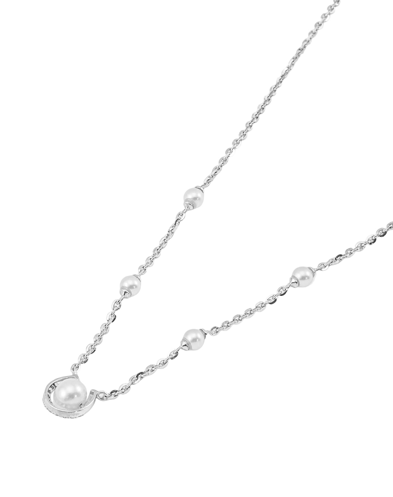 Silver Horseshoe Pearl Pendant chain