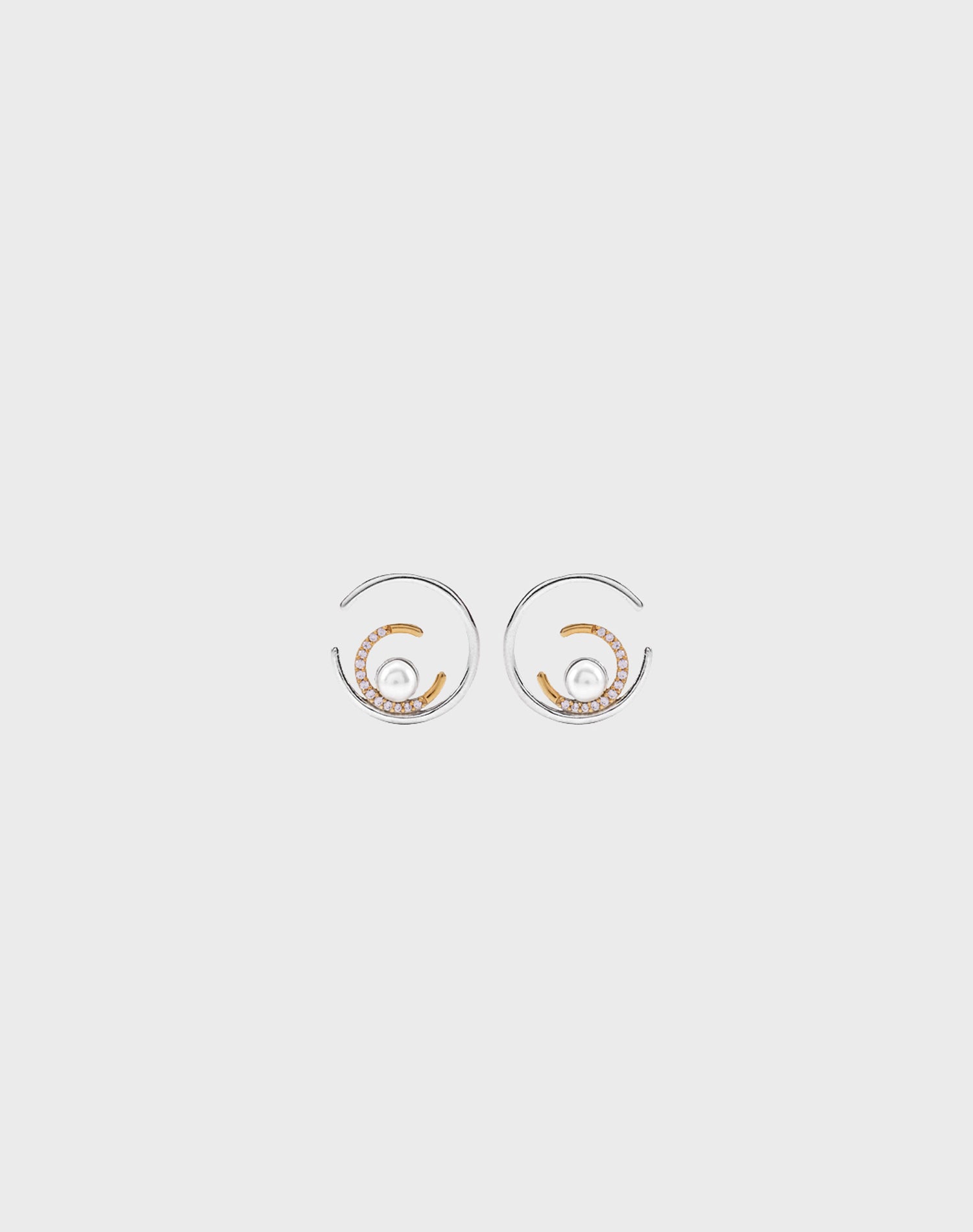 Silver Crescent Pearl Earrings