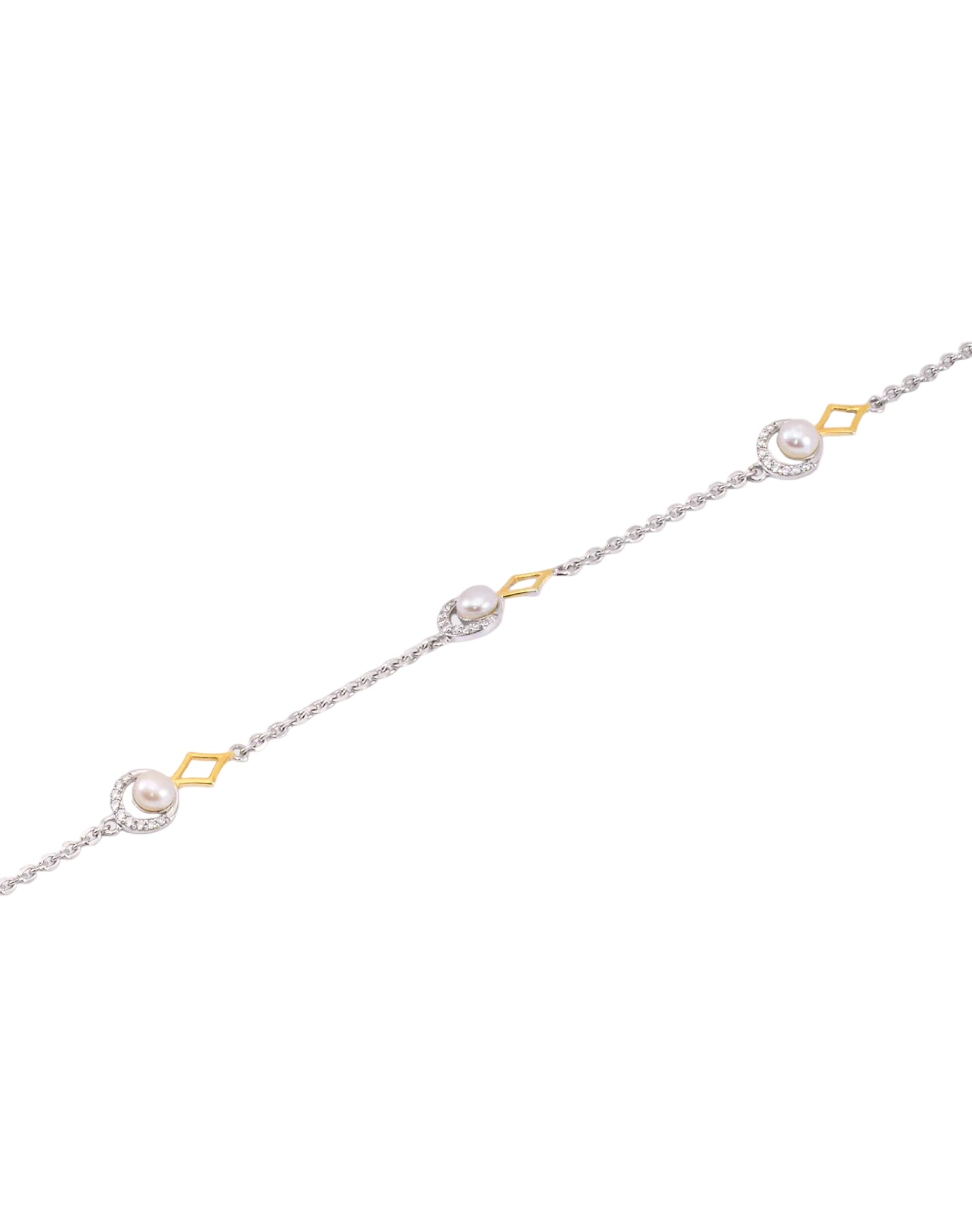 Silver Prism Pearl Bracelet