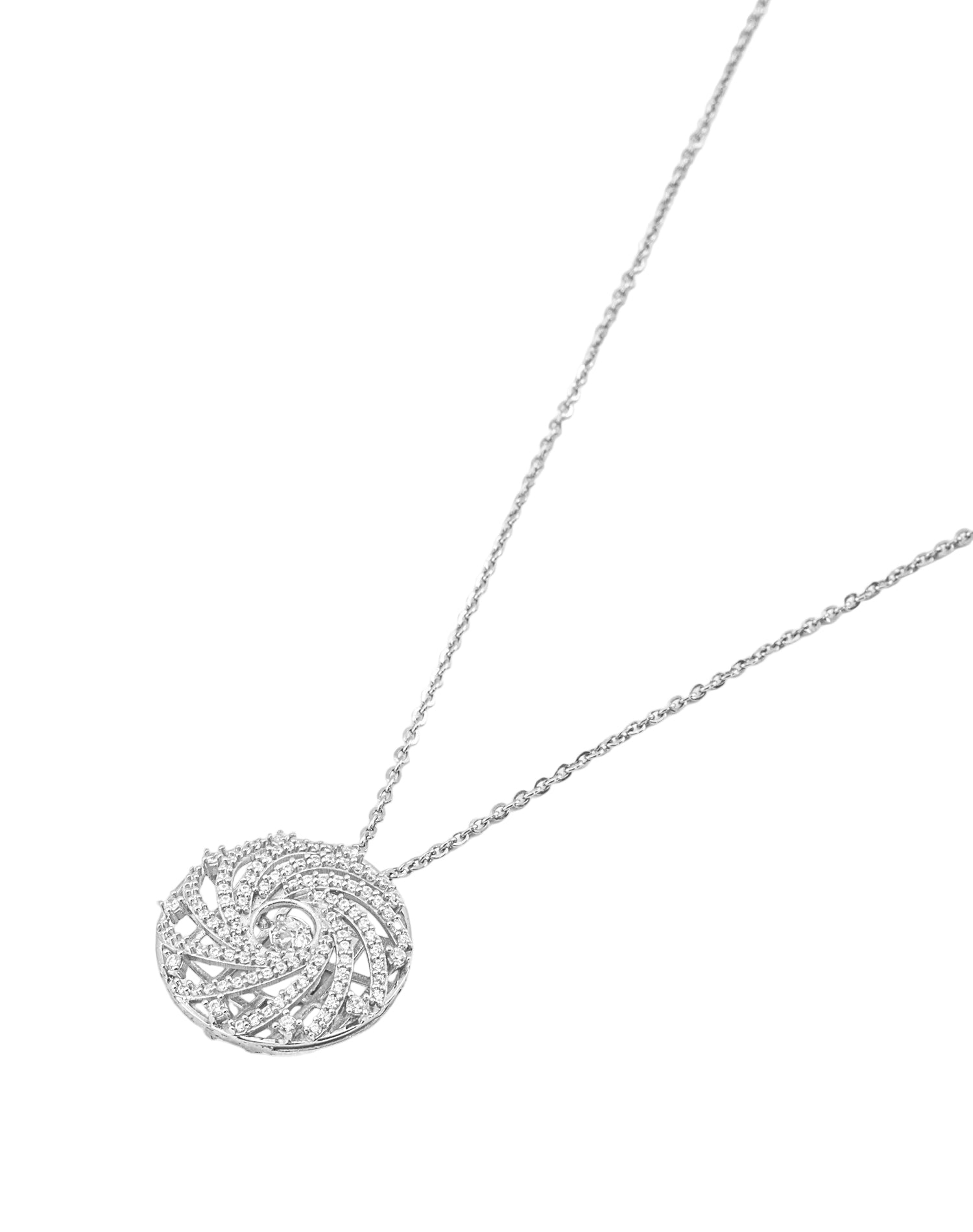 Silver Motion Dancing Diamond Pendant Chain