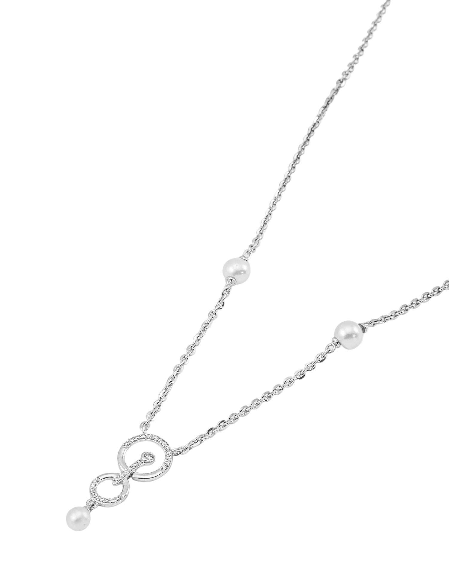 Silver Halo Glow Pearl Pendant Chain