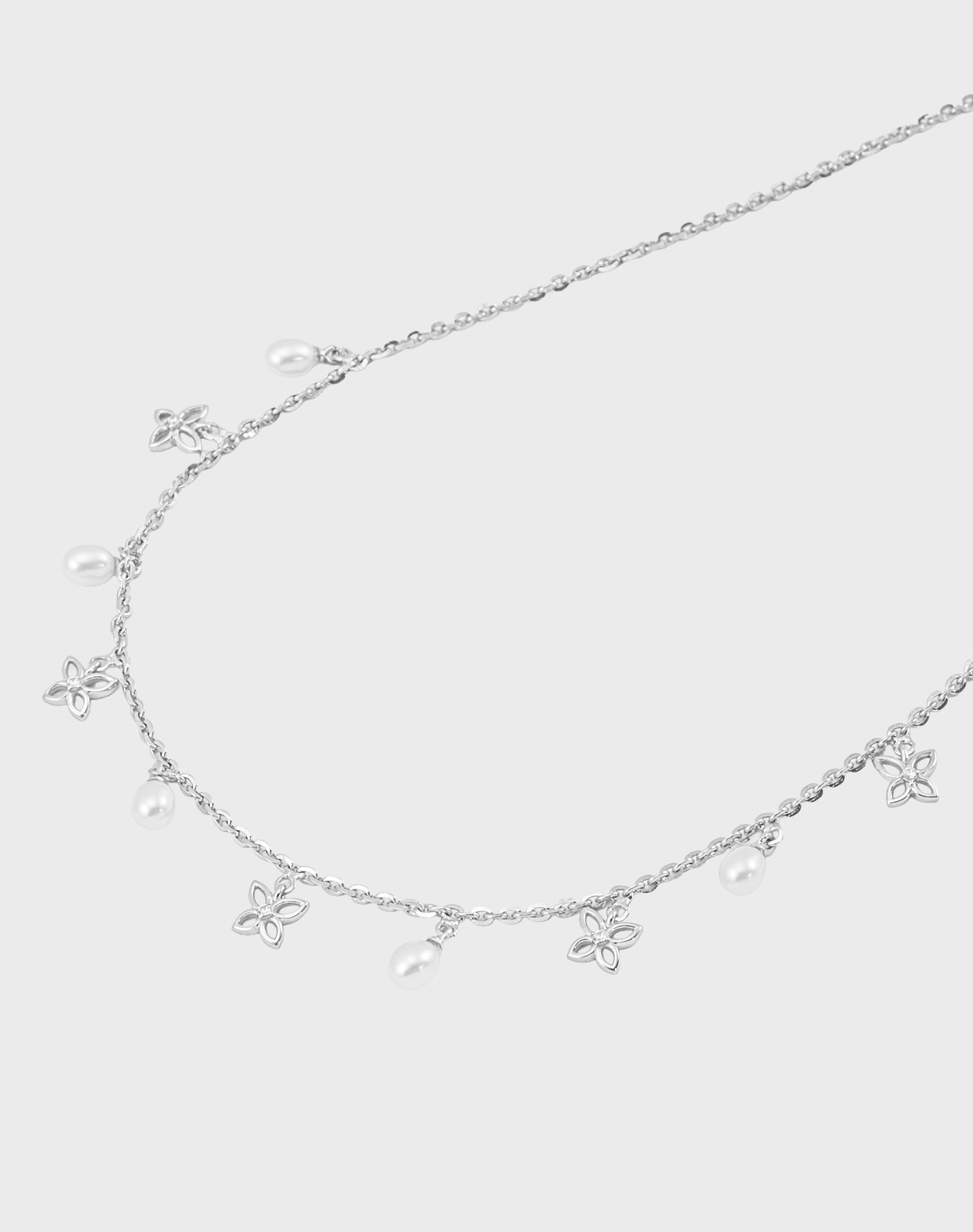 Silver Wing Pearl Charm Pendant Chain