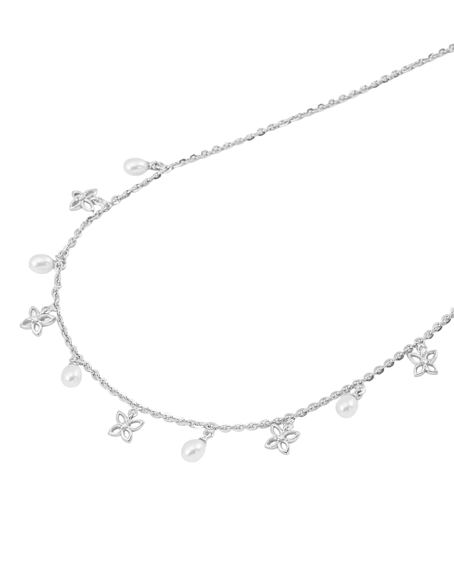 Silver Wing Pearl Charm Pendant Chain