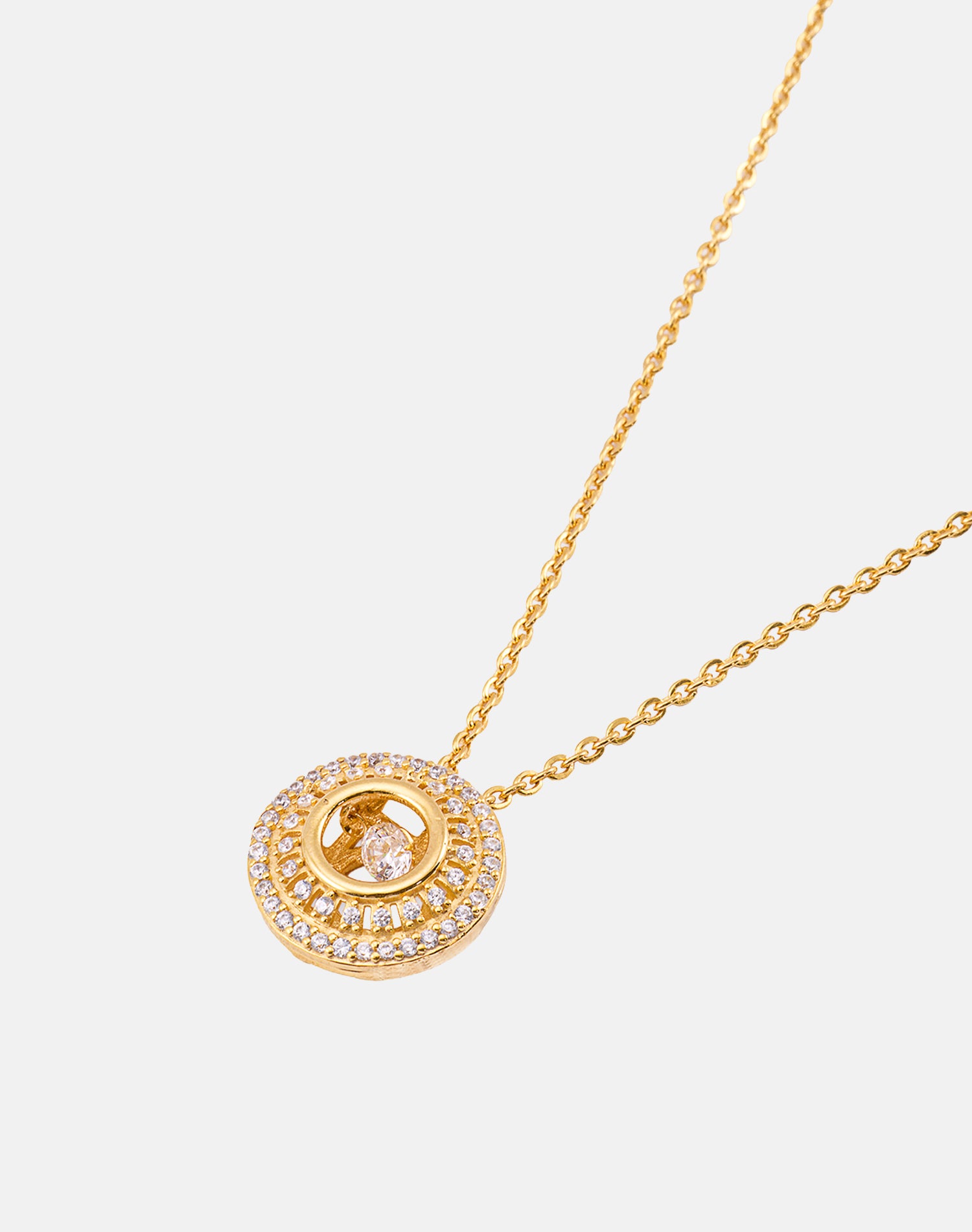 Gold Orbit Dancing Diamond Pendant Chain