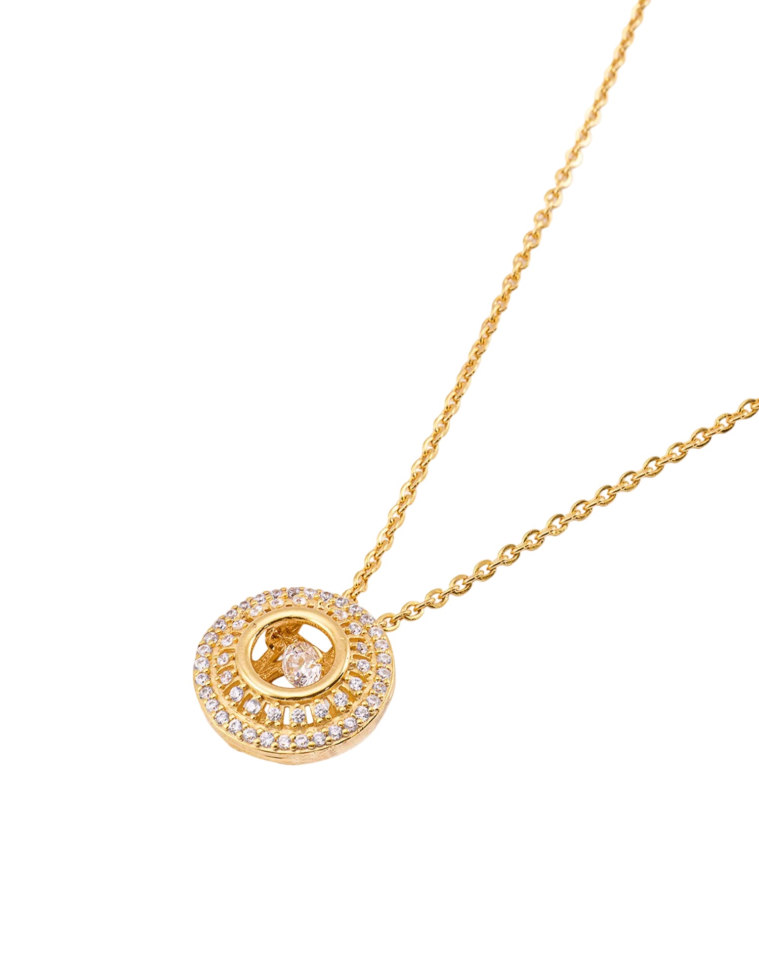 Gold Orbit Dancing Diamond Pendant Chain