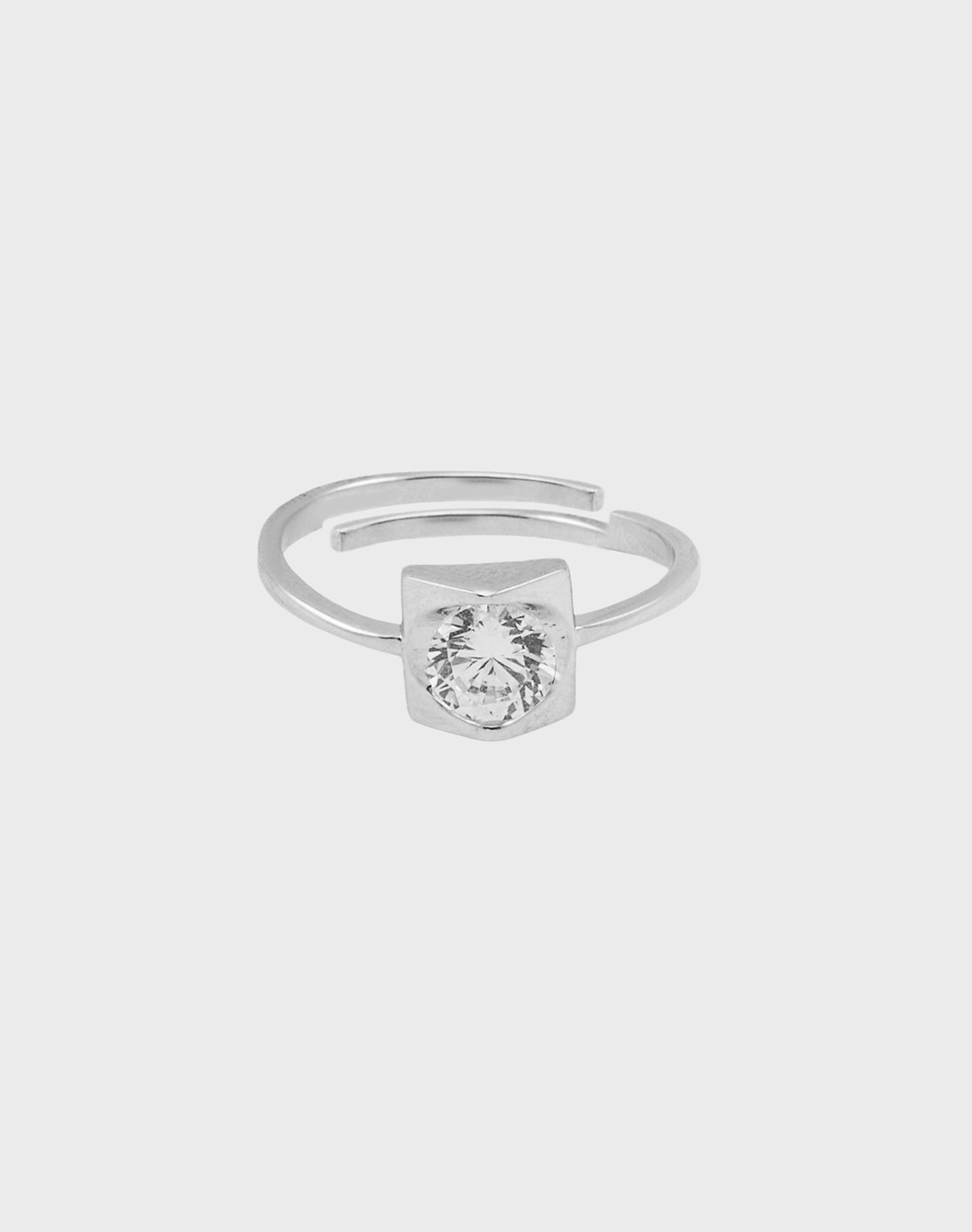 Silver Sculptura Solitaire Ring