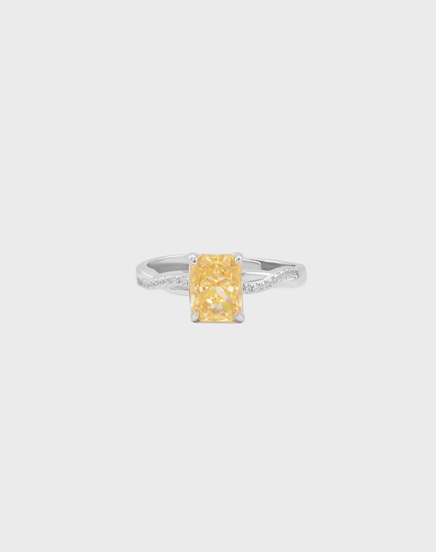 Silver Honey Dew Solitaire Ring