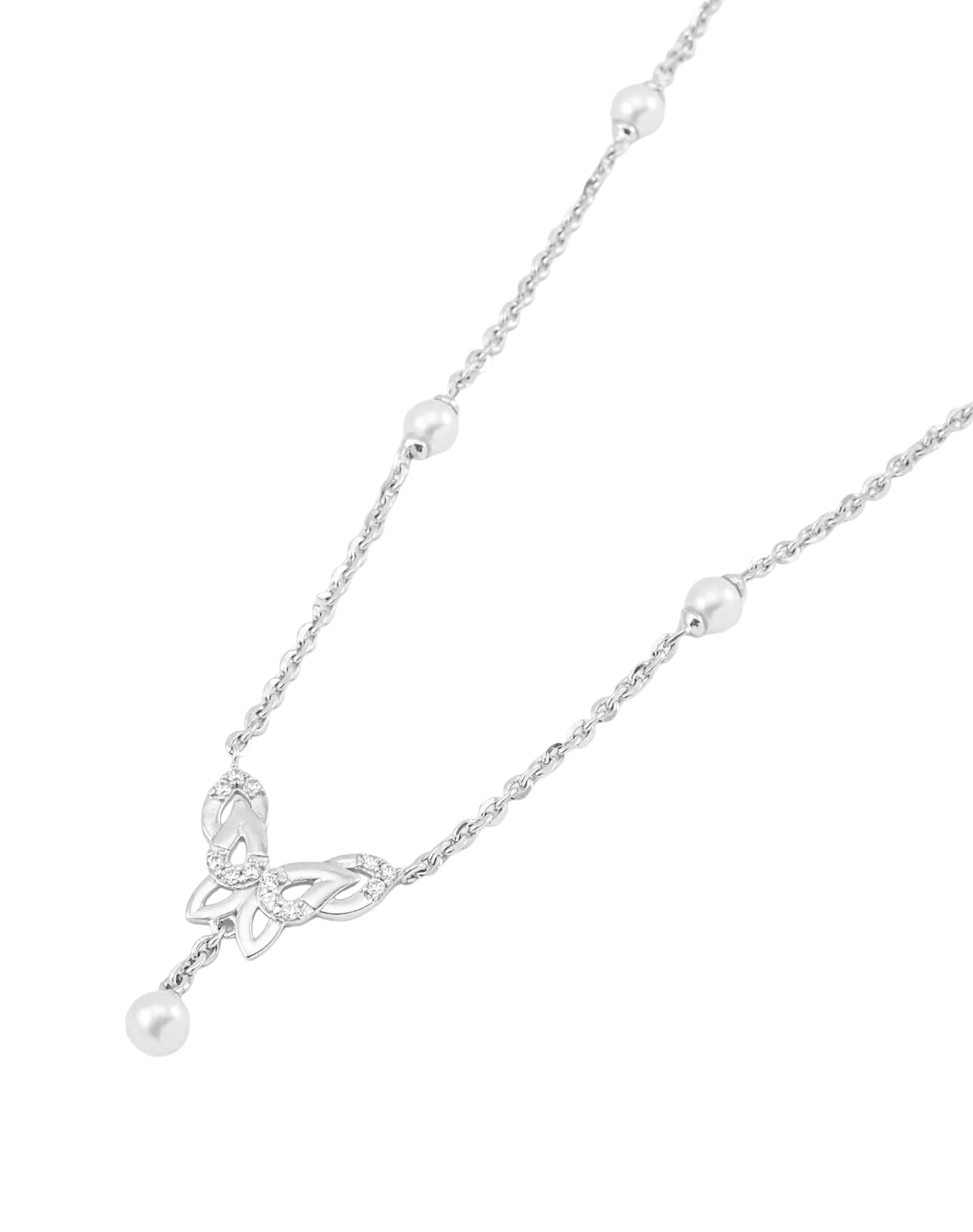 Silver Flutter Pearl Pendant Chain