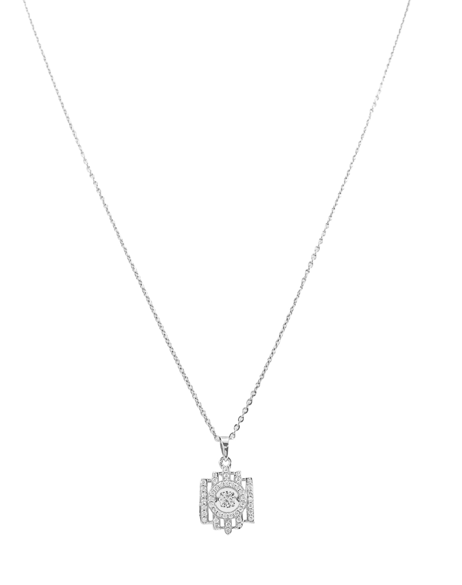 Silver Anchor Dancing Diamond Pendant Chain
