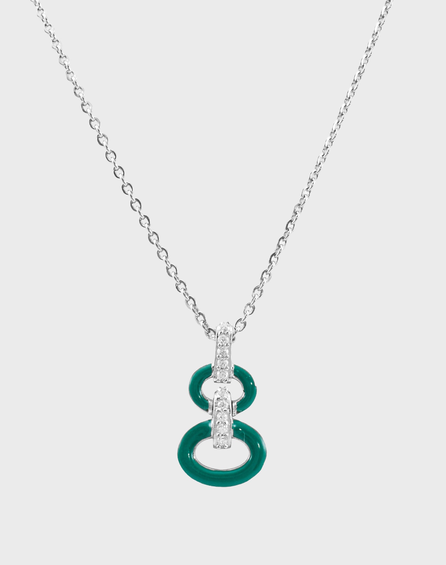 Silver Link & Wink Enamel Pendant Chain