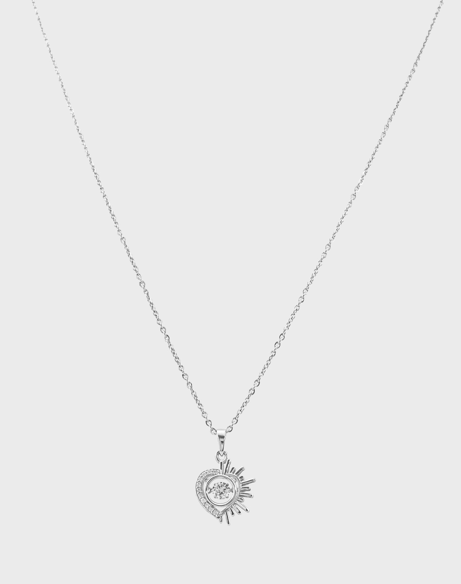 Silver Guardian Heart Dancing Diamond Pendant Chain