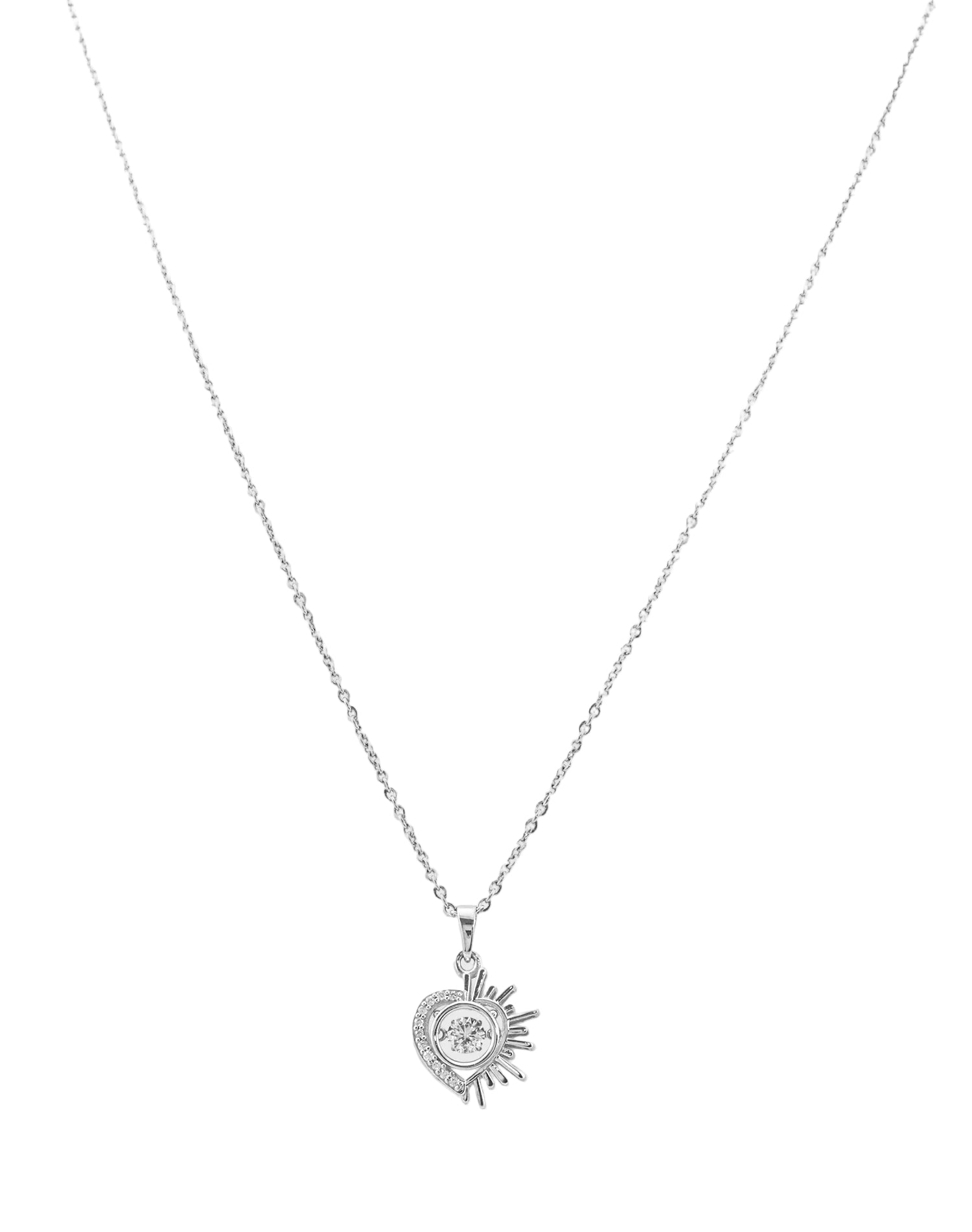 Silver Guardian Heart Dancing Diamond Pendant Chain