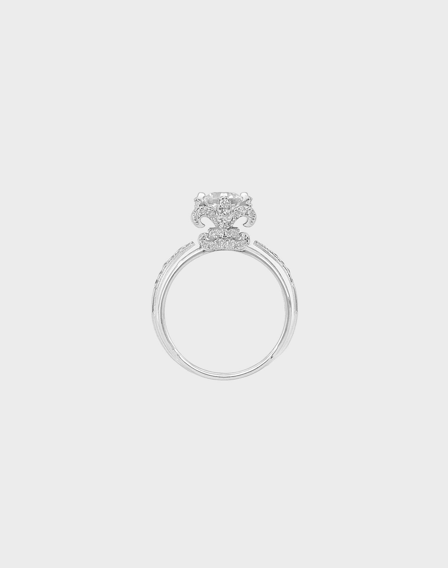 Silver Crownline Solitaire Ring