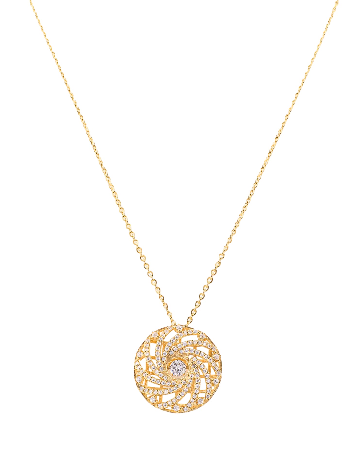 Gold Motion Dancing Diamond Pendant Chain