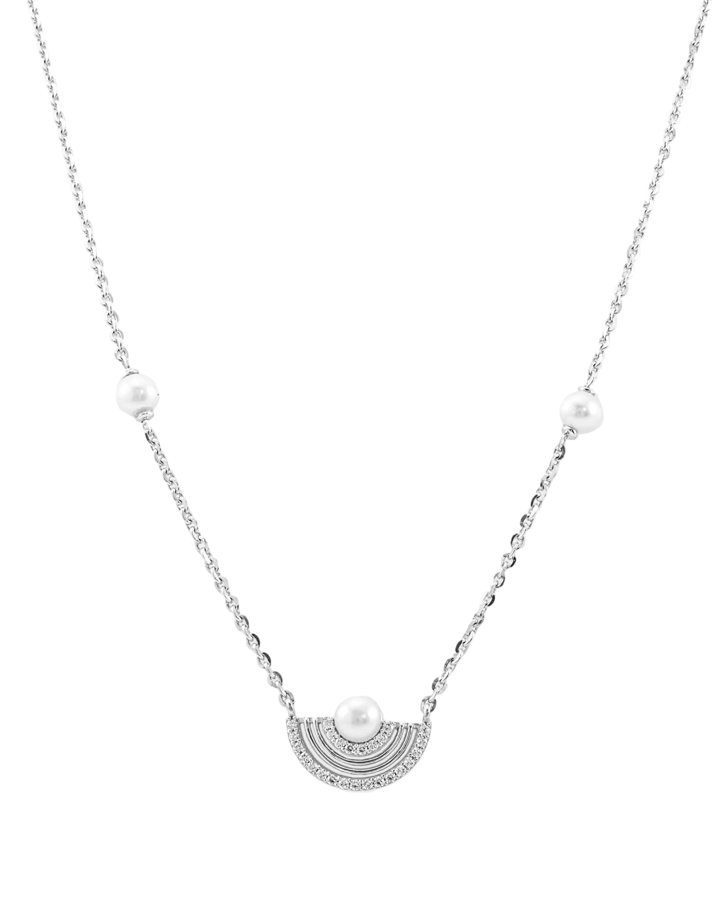 Silver Arc Pearl Pendant Chain