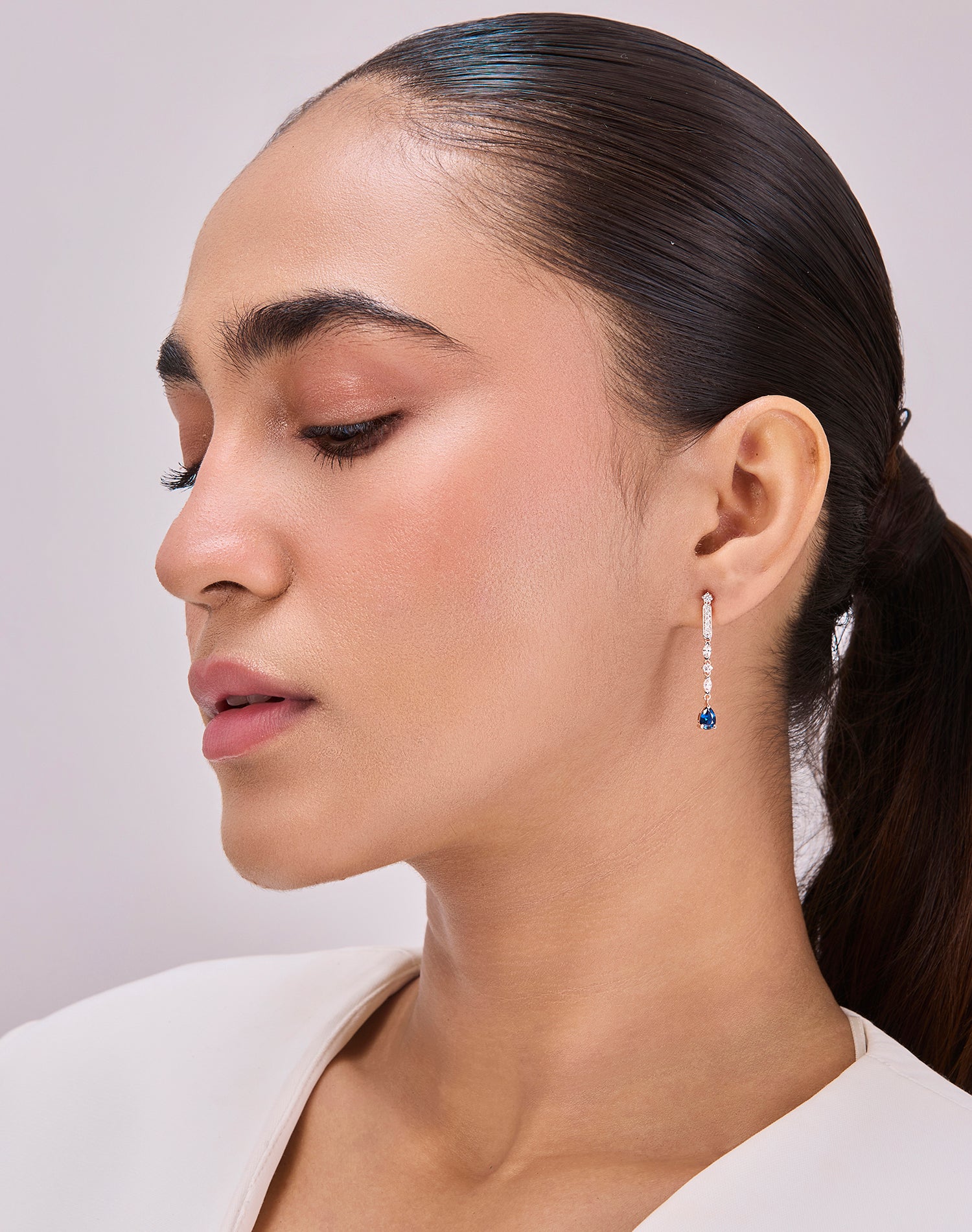 Rose Twilight Blue Lab Grown Diamonds Earrings