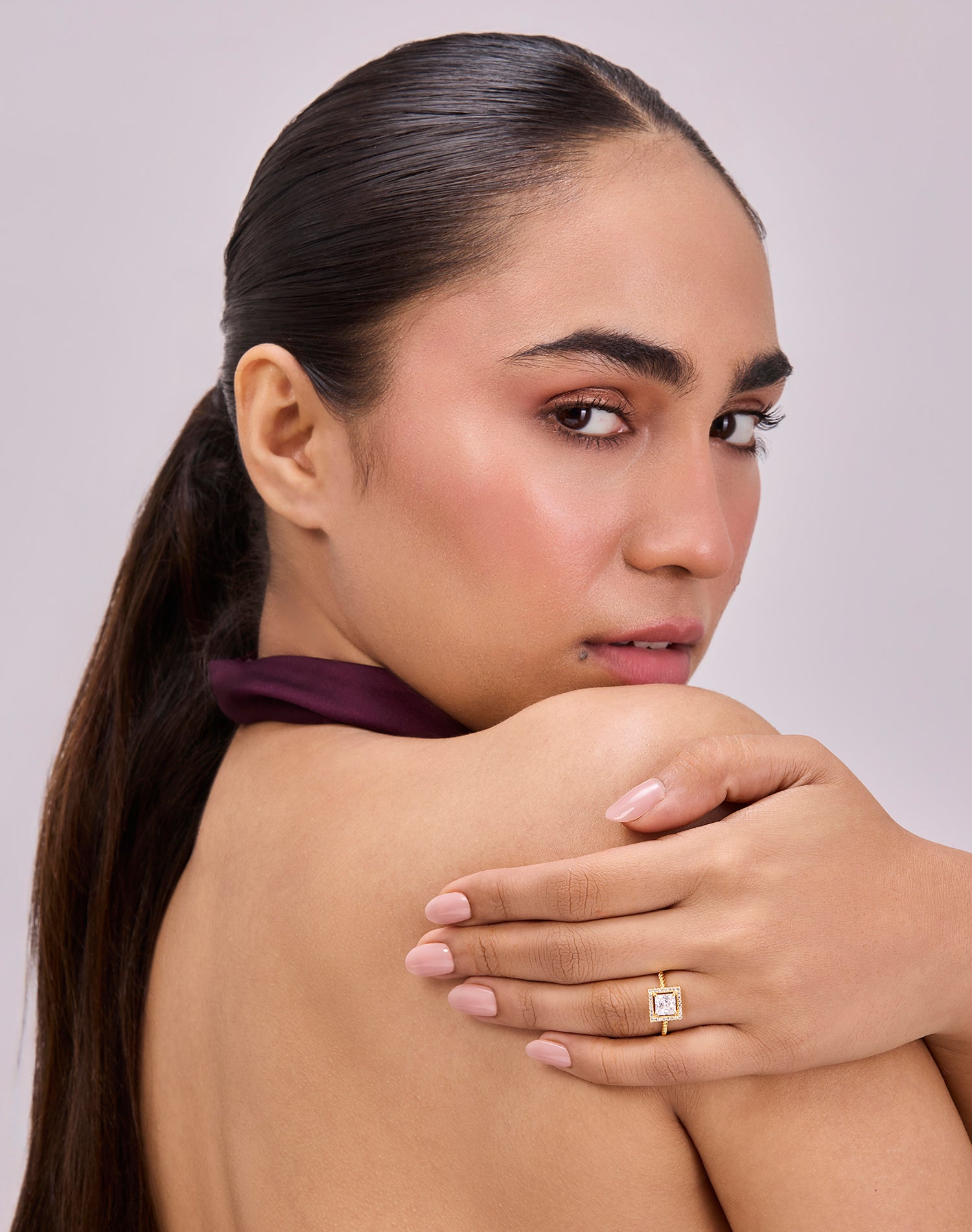Gold Frame Solitaire Ring