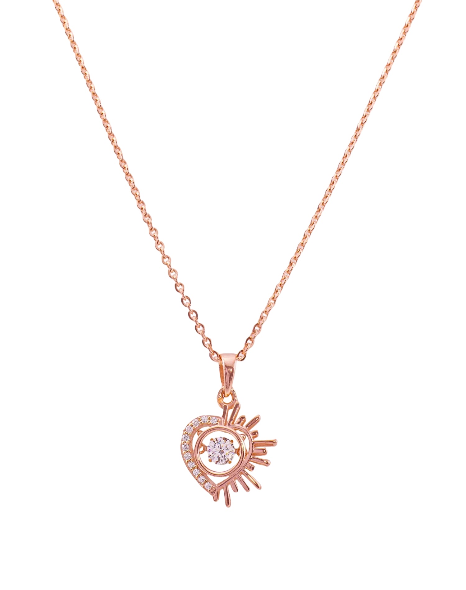 Rose Guardian Heart Dancing Diamond Pendant Chain