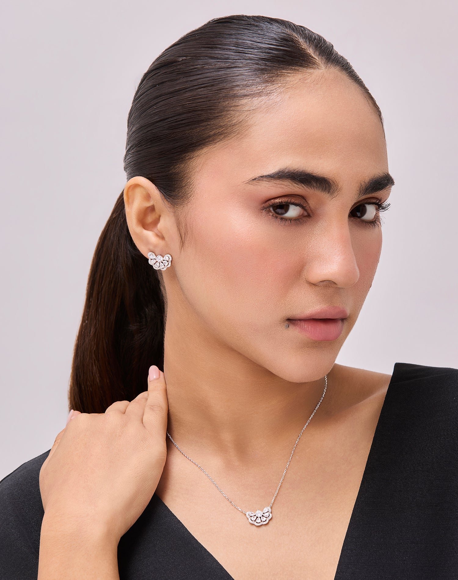 Silver Luminous Cluster Earring